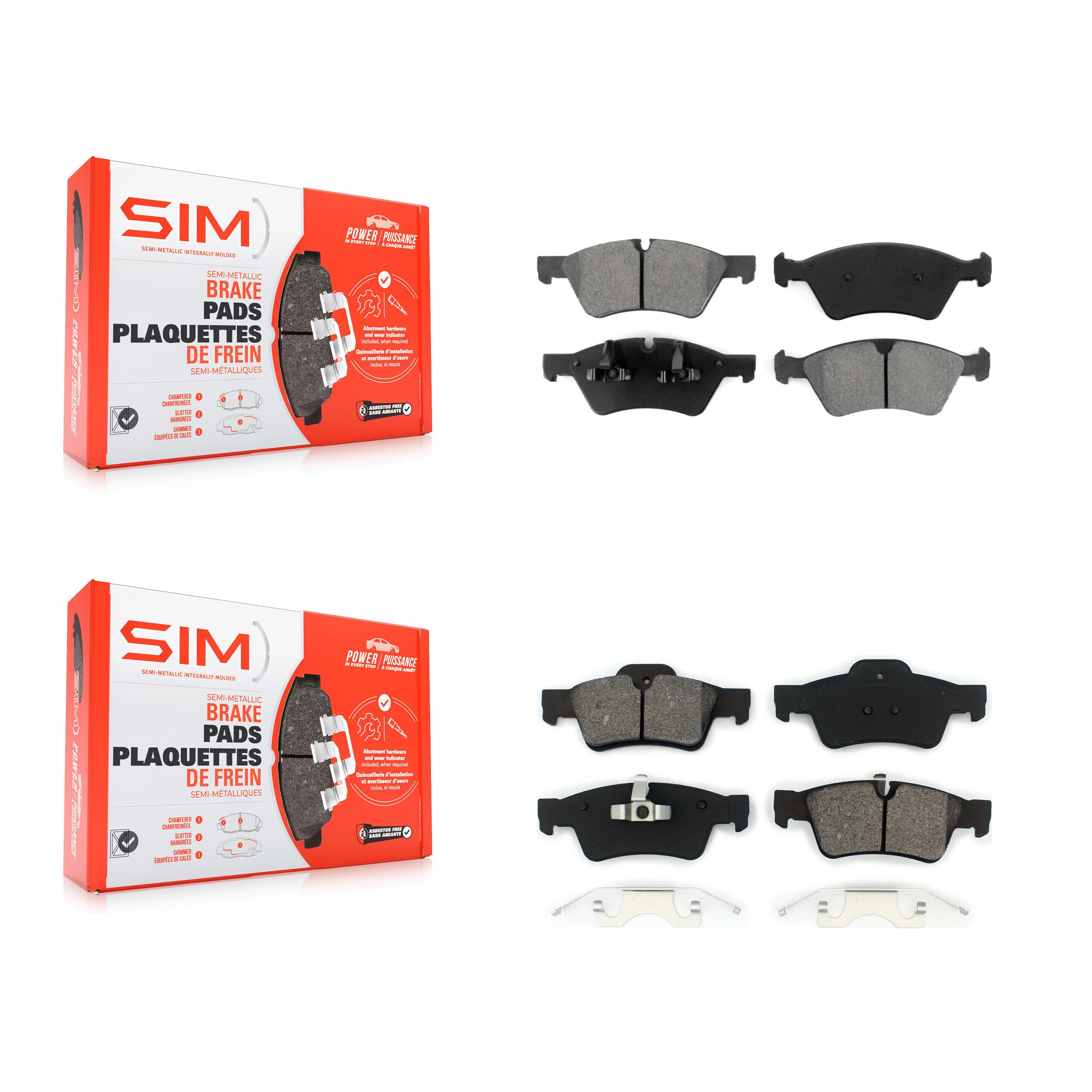 SIM KSM-100061 Disc Brake Pad for 2005-2013 Mercedes-Benz ML350, Mercedes-Benz GL350 and More - Front and Rear