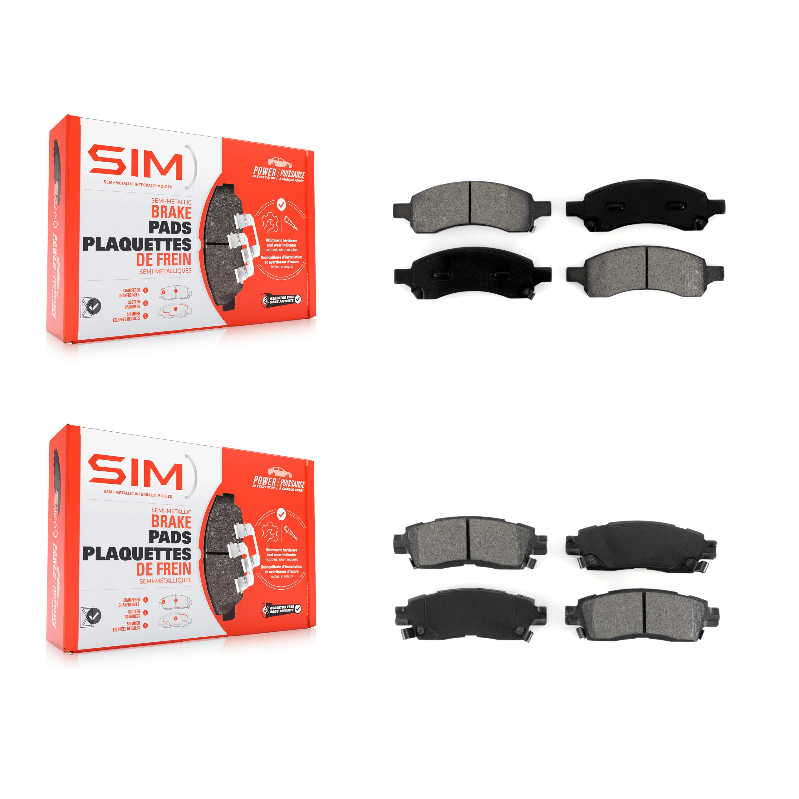 SIM KSM-100074 Disc Brake Pad for 2007-2017 GMC Acadia Limited, Chevrolet Traverse and More - Front and Rear