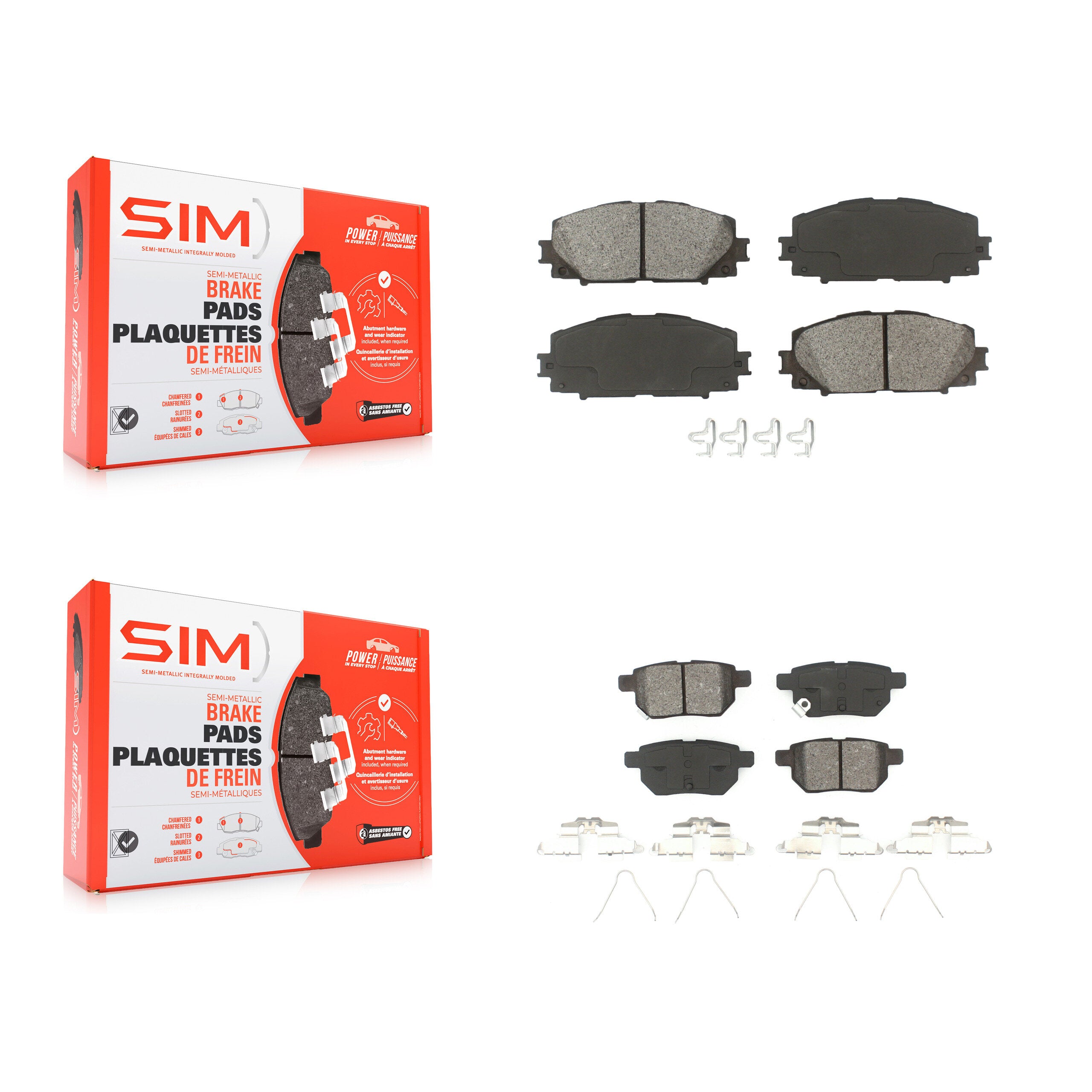 SIM KSM-100077 Disc Brake Pad for 2012-2018 Toyota Yaris - Front and Rear