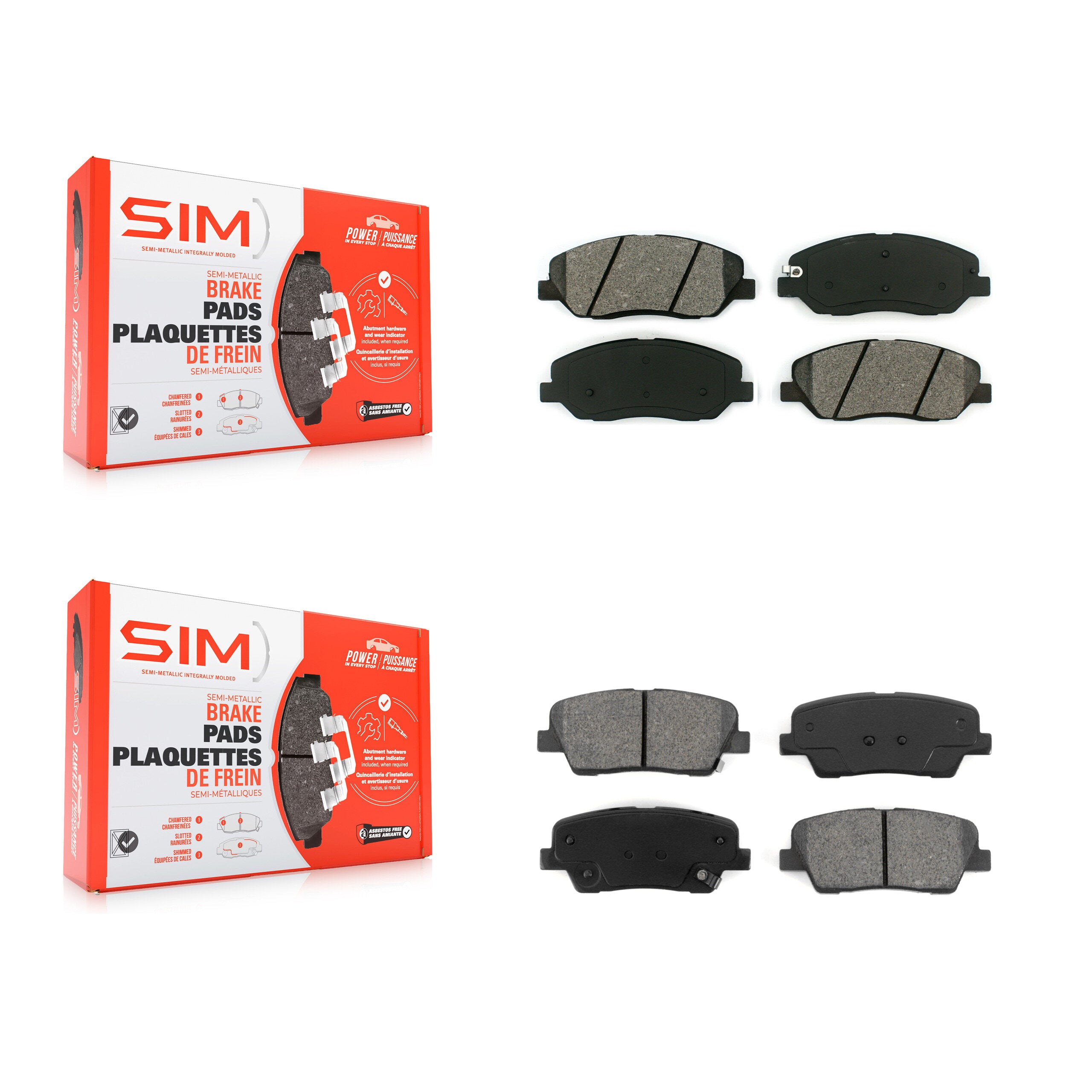 SIM KSM-100080 Disc Brake Pad for 2006-2014 Kia Sedona, Hyundai Genesis and More - Front and Rear