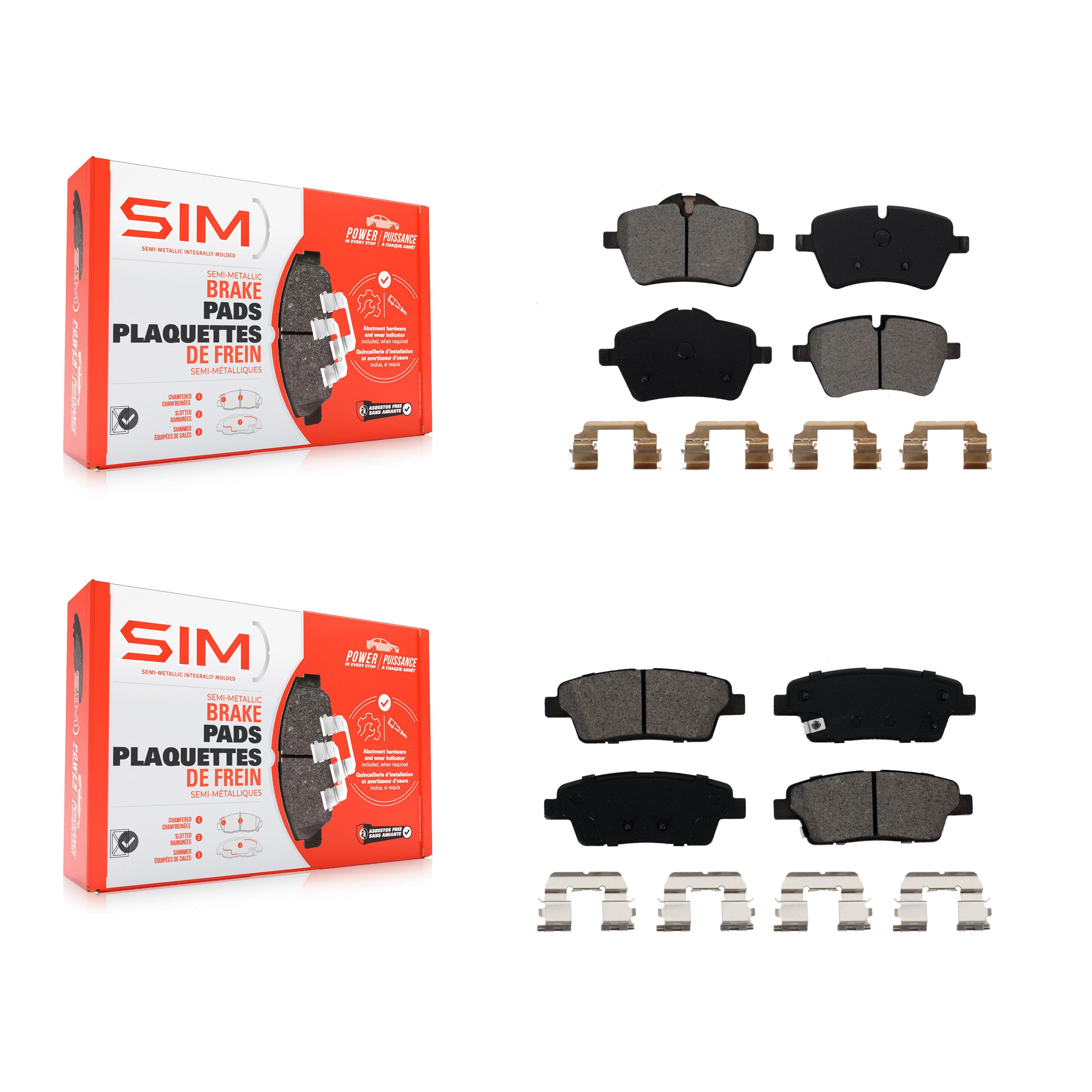 SIM KSM-100086 Disc Brake Pad for 2012-2016 Mini Cooper Paceman, Mini Cooper Countryman - Front and Rear