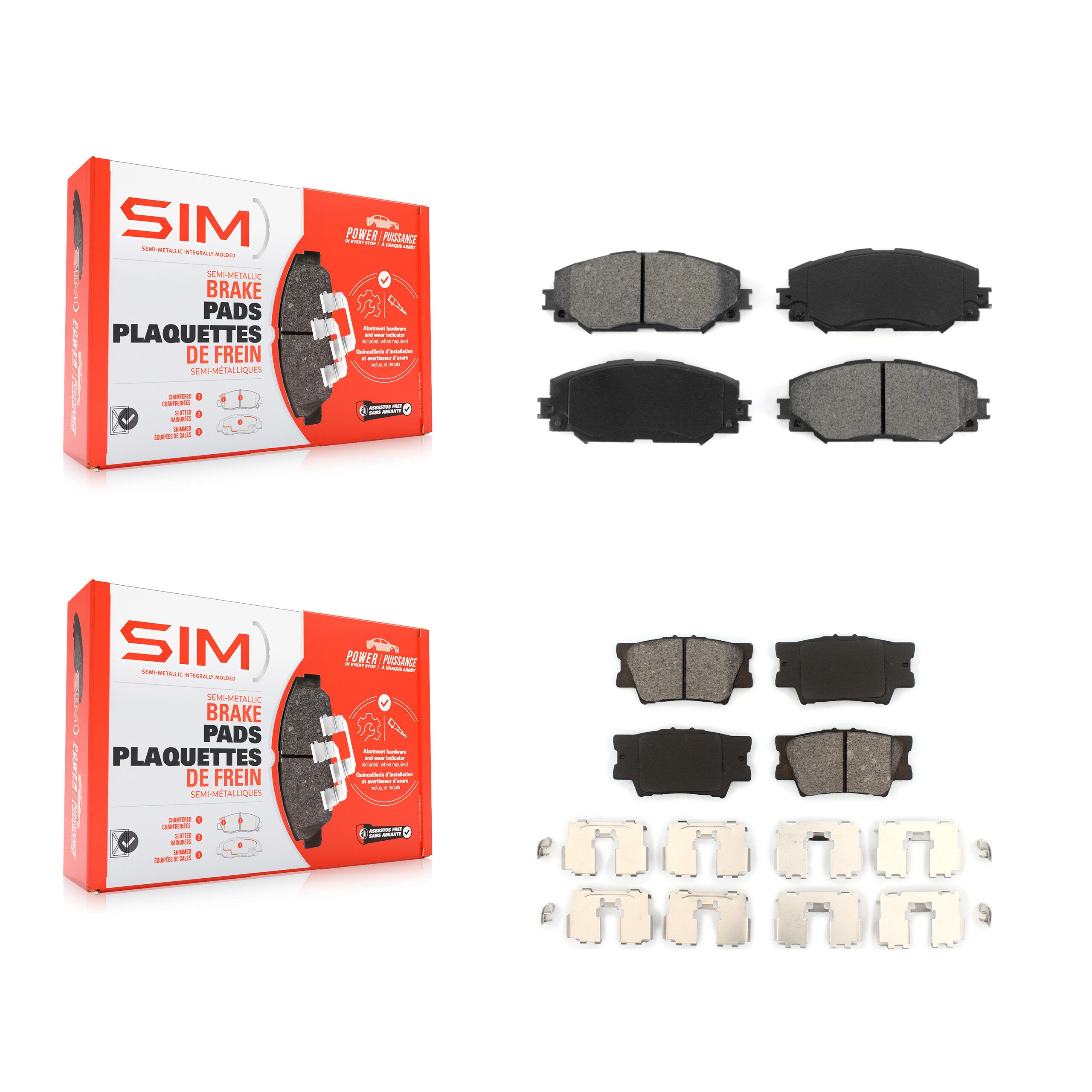 SIM KSM-100088 Disc Brake Pad for 2006-2018 Toyota RAV4, Lexus HS250h - Front and Rear