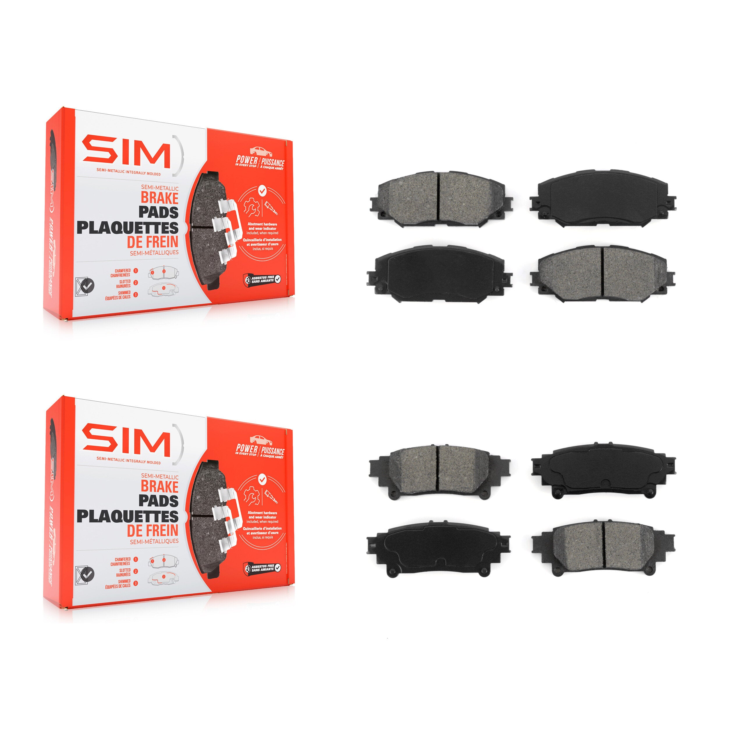 SIM KSM-100089 Disc Brake Pad for 2012-2018 Toyota Prius V - Front and Rear
