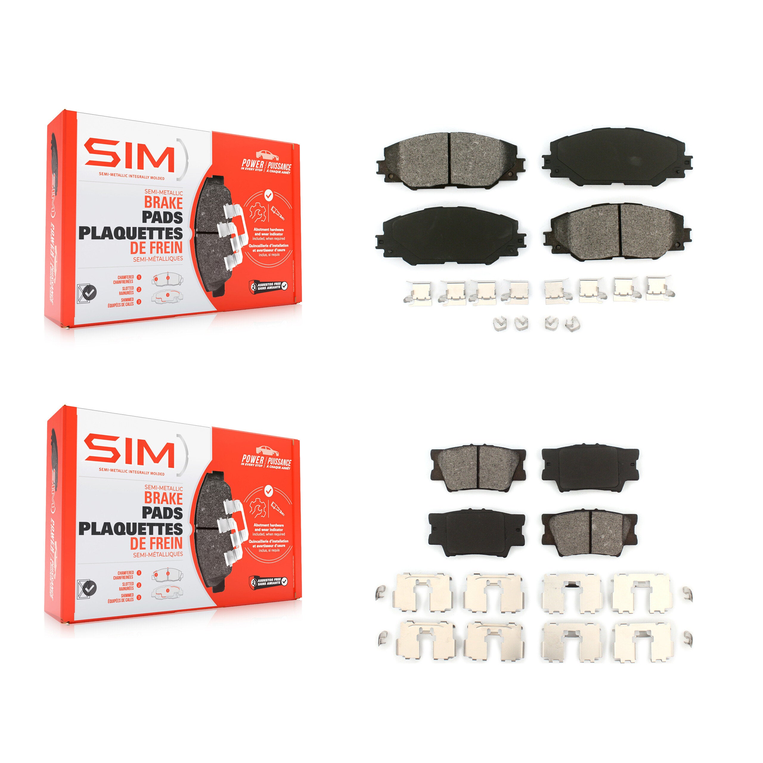 SIM KSM-100091 Disc Brake Pad for 2006-2018 Toyota RAV4, Pontiac Vibe, Toyota Matrix - Front and Rear