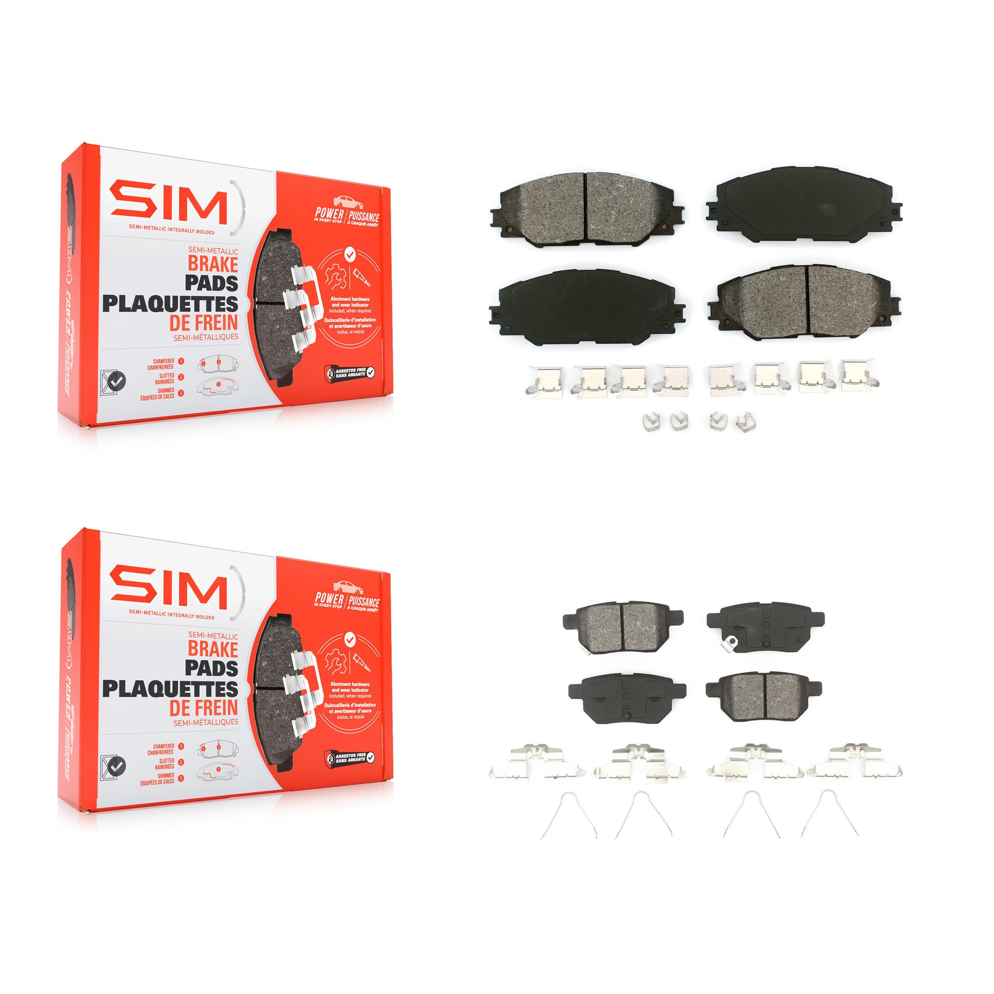 SIM KSM-100092 Disc Brake Pad for 2009-2018 Toyota Corolla iM, Scion iM and More - Front and Rear