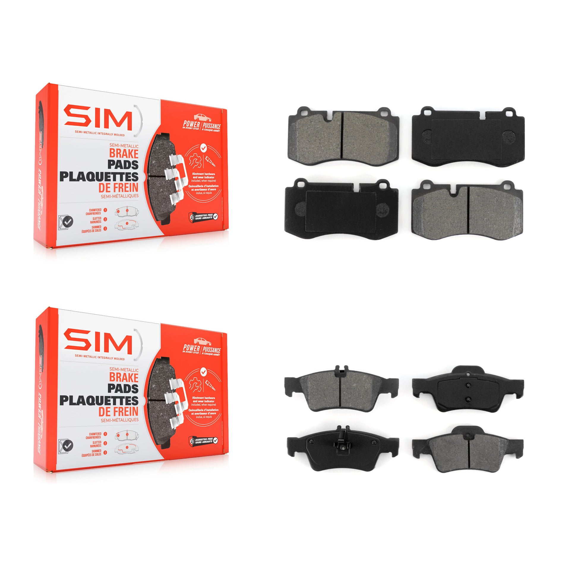 SIM KSM-100093 Disc Brake Pad for 2007-2014 Mercedes-Benz S350, Mercedes-Benz S400 and More - Front and Rear