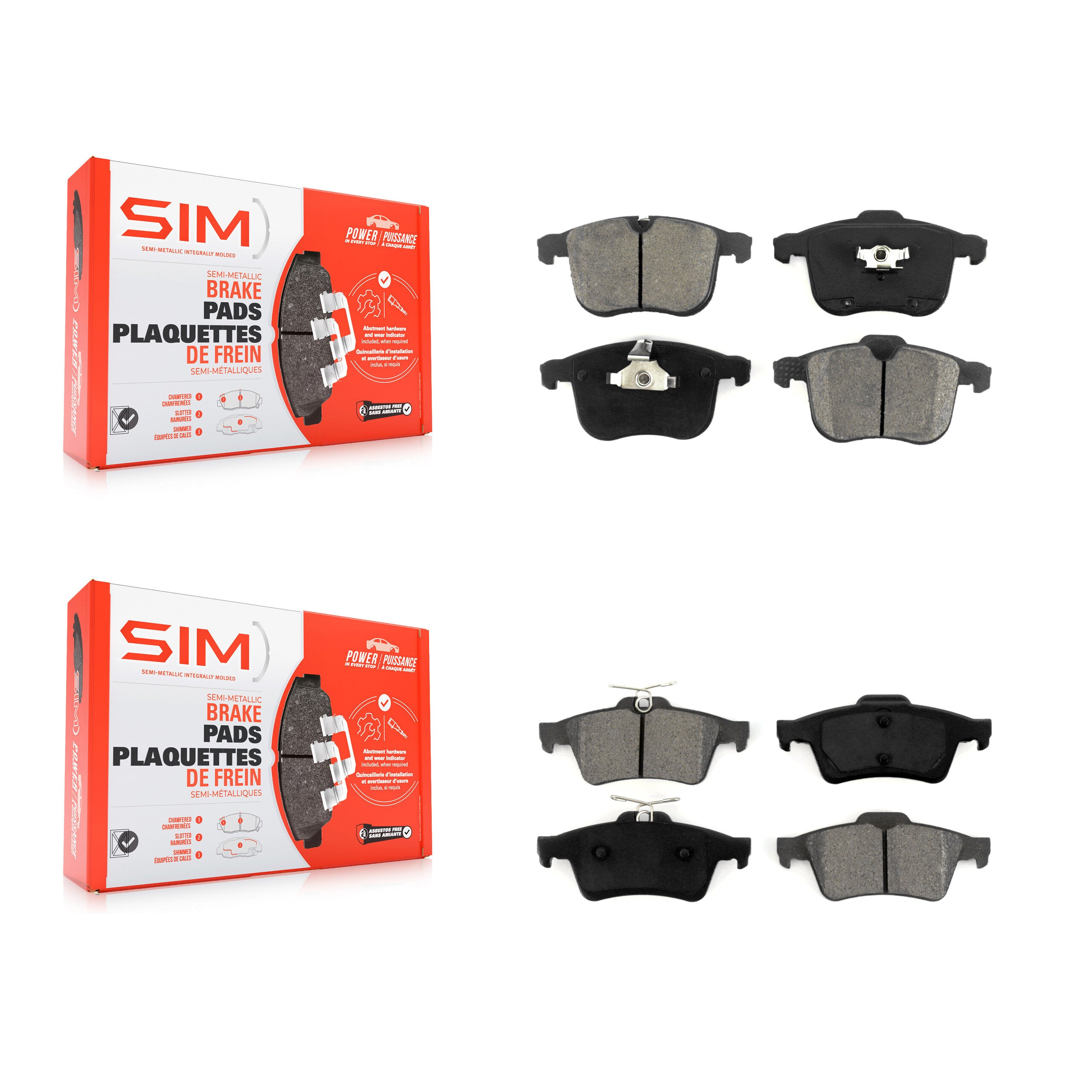SIM KSM-100094 Disc Brake Pad for 2004-2011 Saab 9-3 - Front and Rear