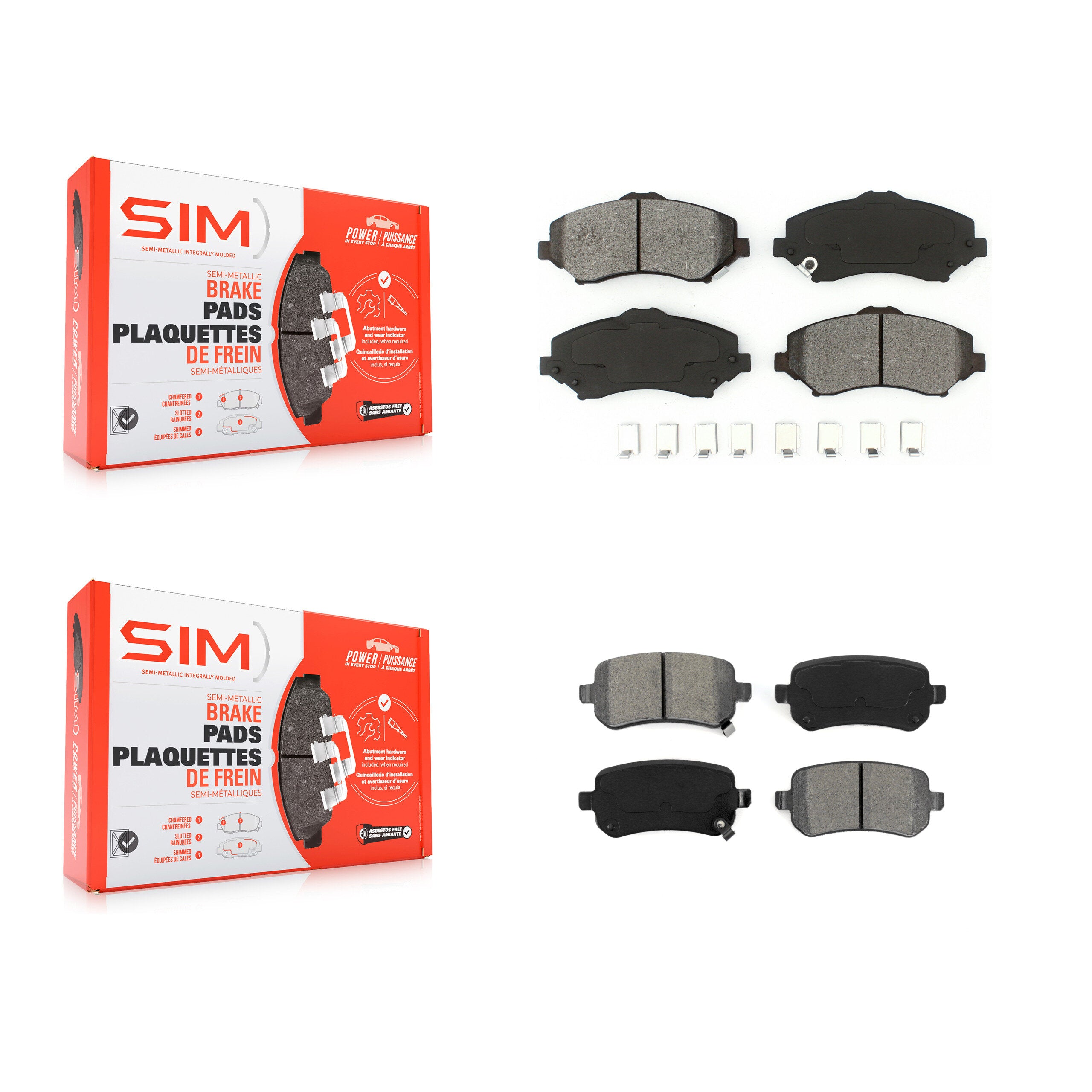 SIM KSM-100099 Disc Brake Pad for 2008-2012 Chrysler Town & Country, Dodge Grand Caravan and More - Front and Rear