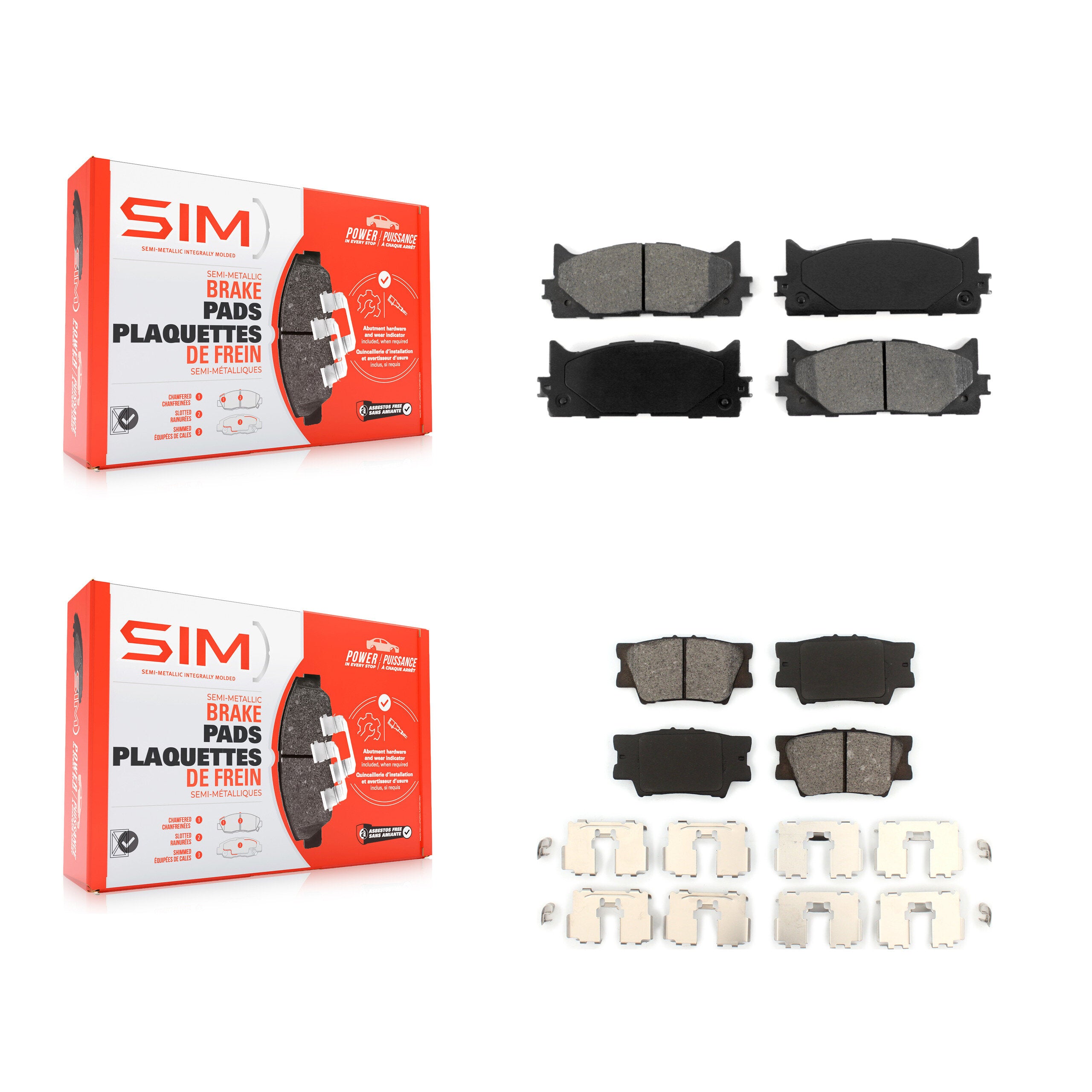 SIM KSM-100102 Disc Brake Pad for 2007-2018 Lexus ES300h, Toyota Avalon and More - Front and Rear