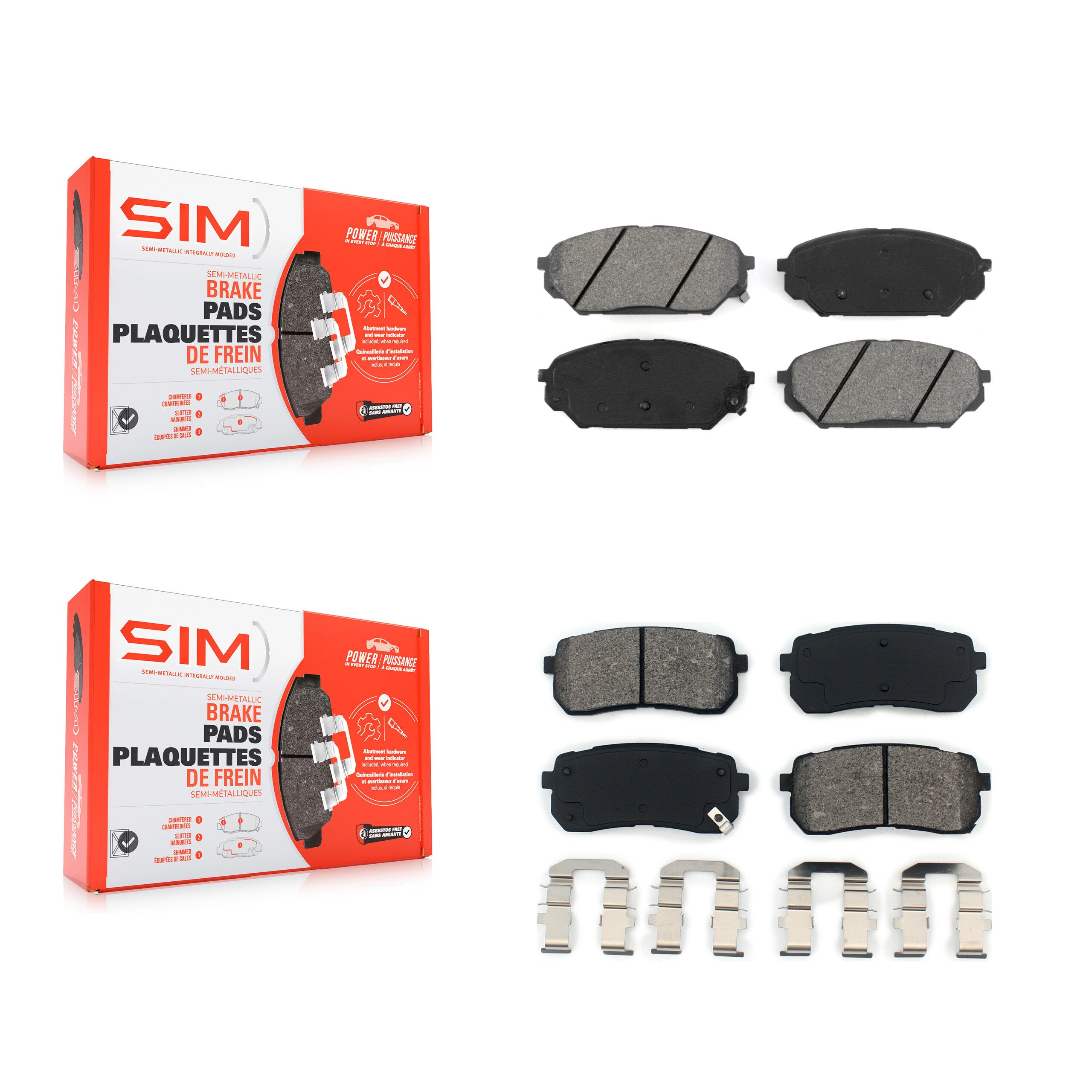 SIM KSM-100108 Disc Brake Pad for 2007-2012 Hyundai Veracruz - Front and Rear