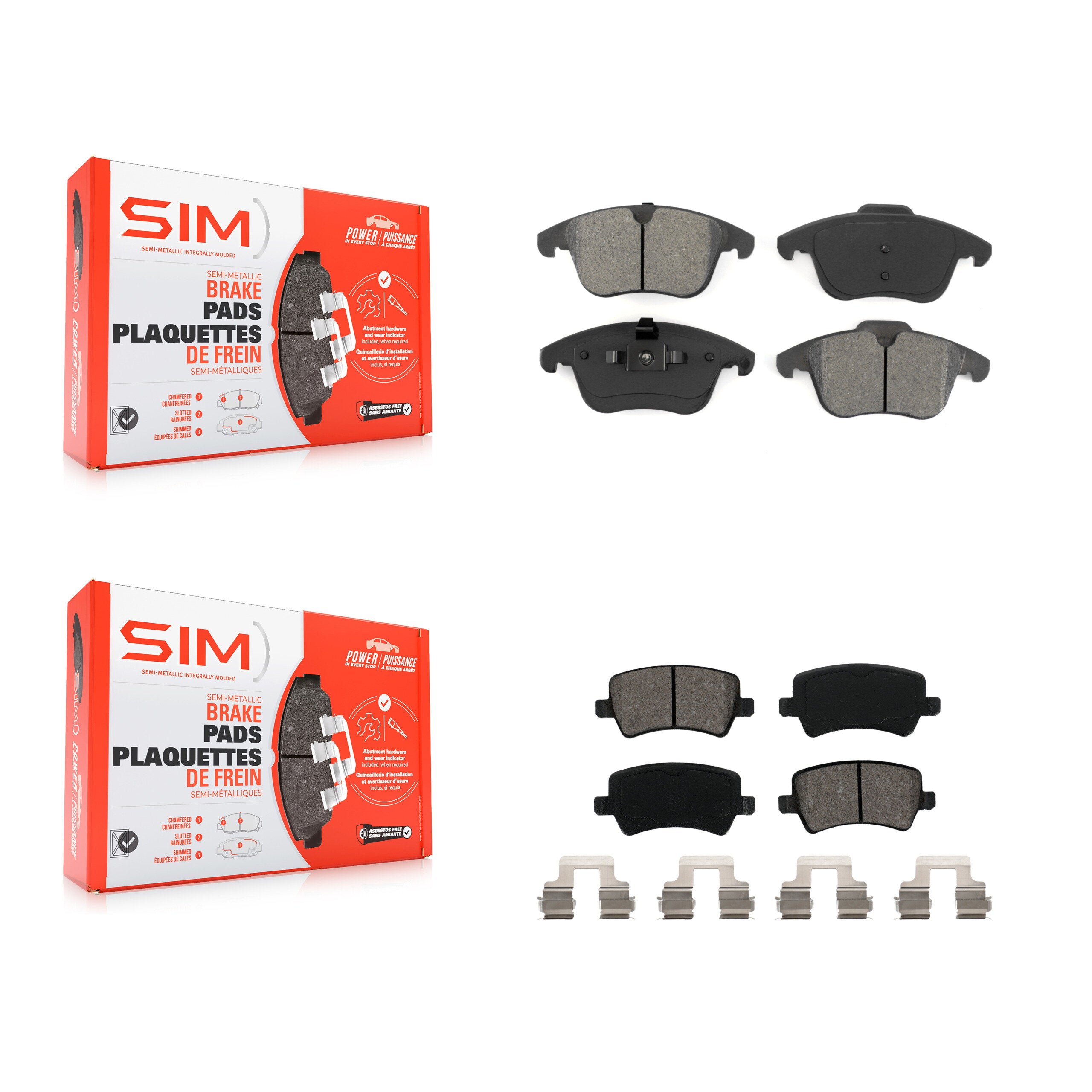 SIM KSM-100112 Disc Brake Pad for 2008-2018 Volvo S60, Volvo V60 and More - Front and Rear