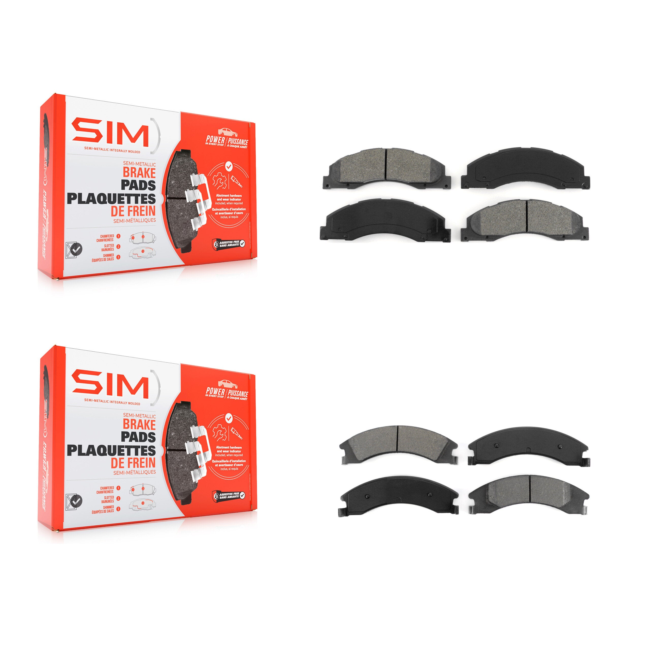SIM KSM-100120 Disc Brake Pad for 2008-2023 Ford E-350 Super Duty, Ford E-450 Super Duty and More - Front and Rear