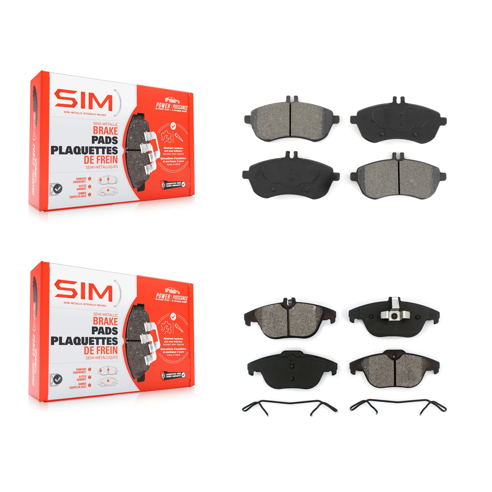 SIM KSM-100127 Disc Brake Pad for 2008-2015 Mercedes-Benz C250, Mercedes-Benz C230, Mercedes-Benz C300 - Front and Rear