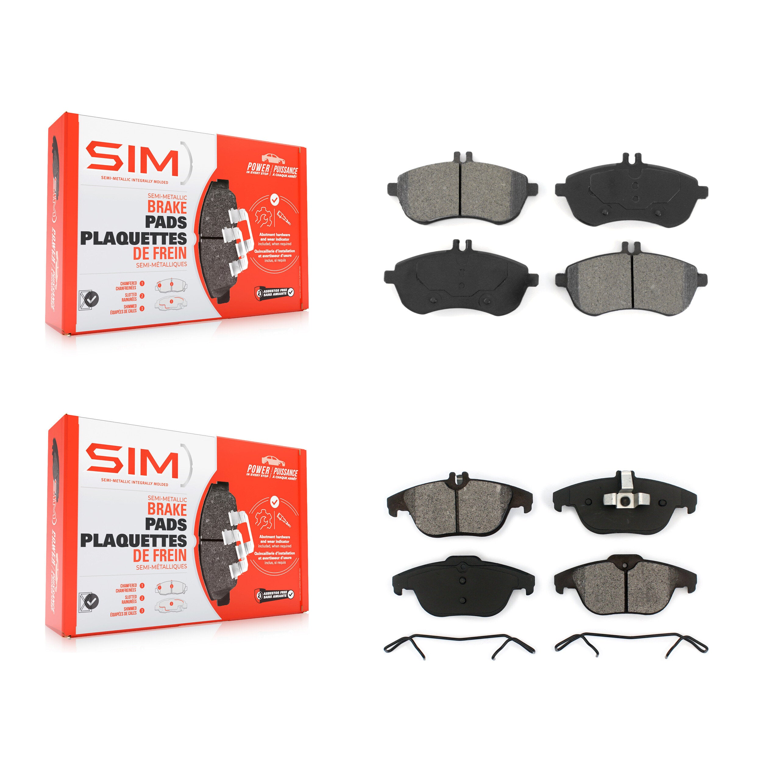 SIM KSM-100127 Disc Brake Pad for 2008-2015 Mercedes-Benz C250, Mercedes-Benz C230, Mercedes-Benz C300 - Front and Rear