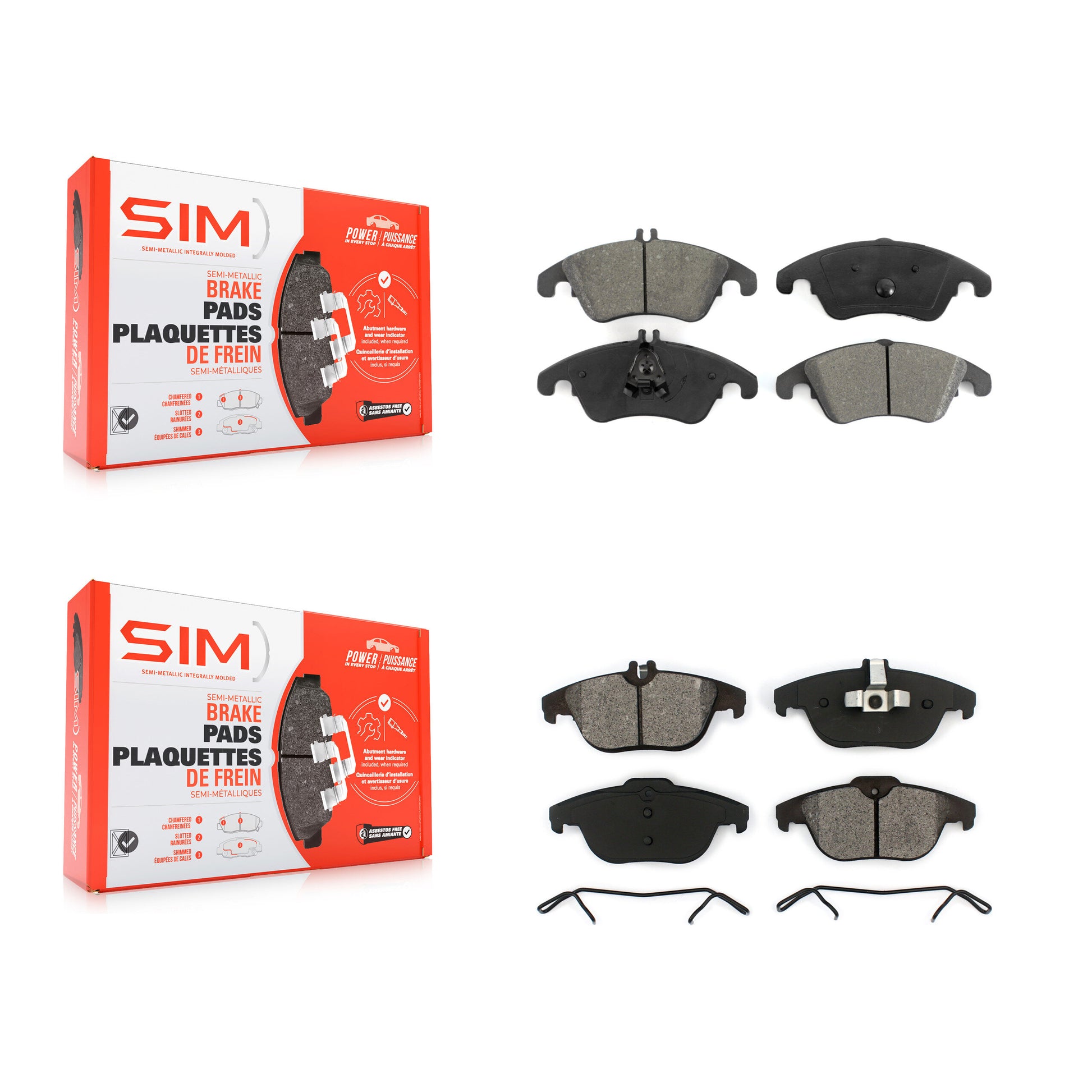 SIM KSM-100128 Disc Brake Pad for 2008-2017 Mercedes-Benz E400, Mercedes-Benz C250 and More - Front and Rear