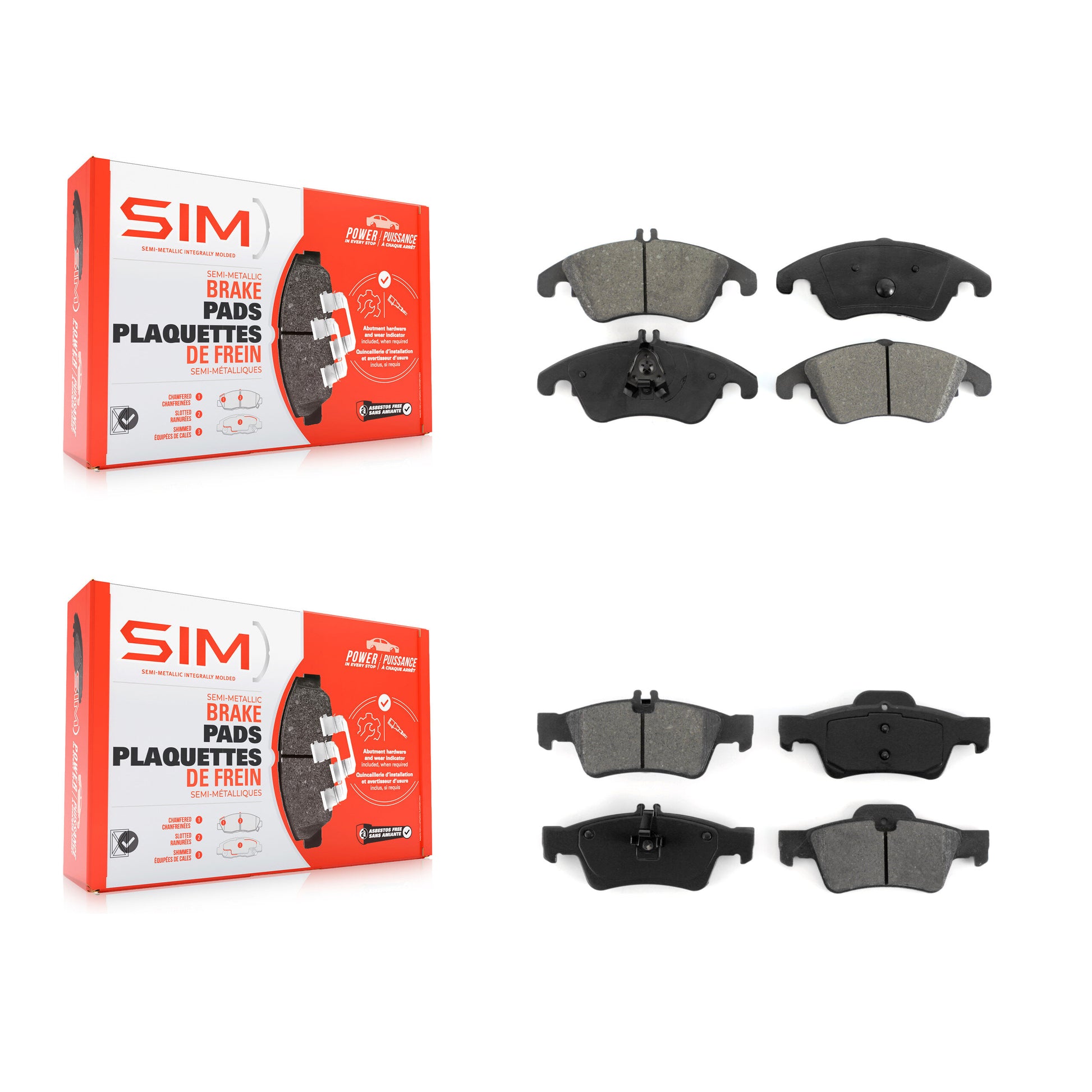 SIM KSM-100129 Disc Brake Pad for 2010-2016 Mercedes-Benz E400, Mercedes-Benz CLS400 and More - Front and Rear