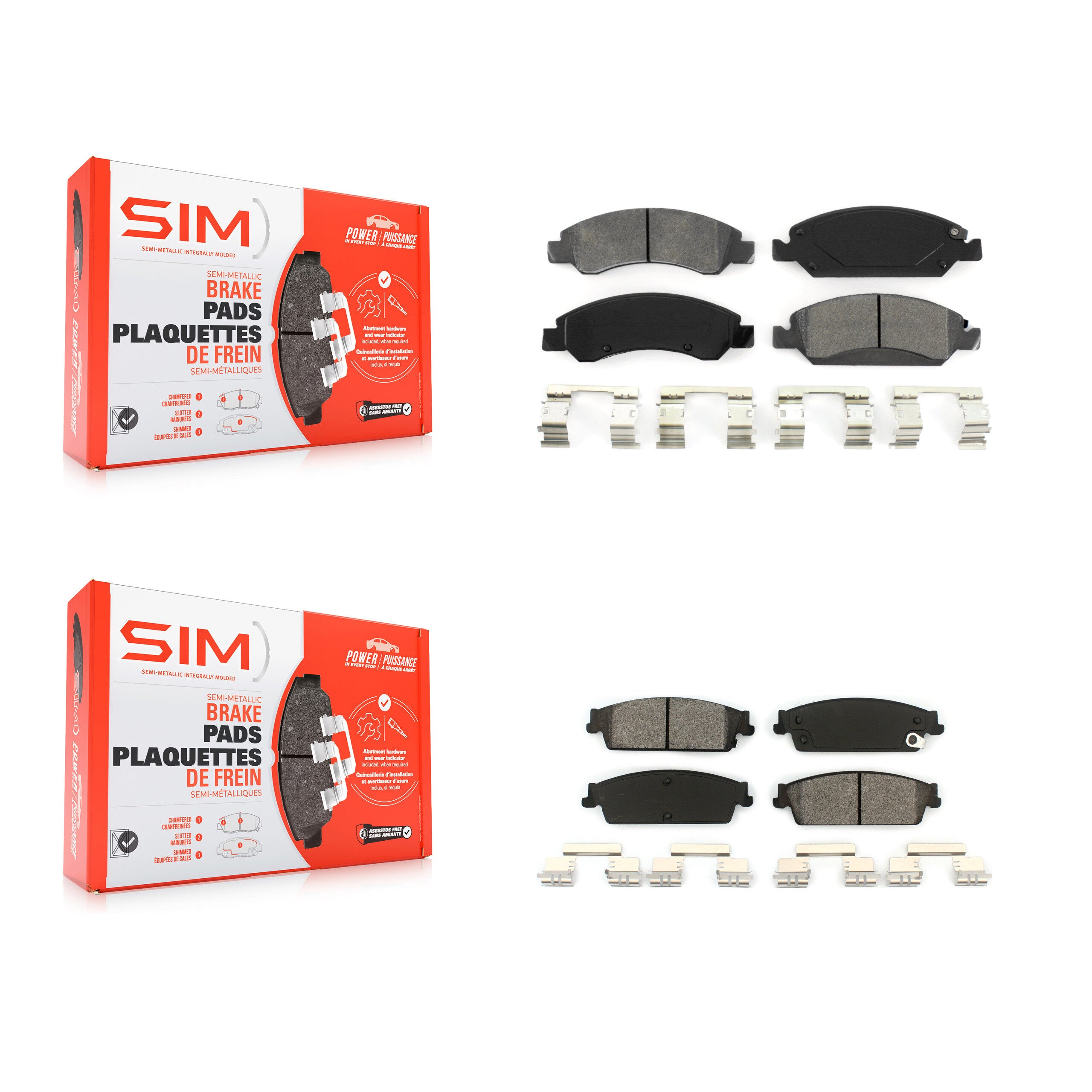 SIM KSM-100133 Disc Brake Pad for 2007-2014 Cadillac Escalade, Cadillac Escalade ESV and More - Front and Rear
