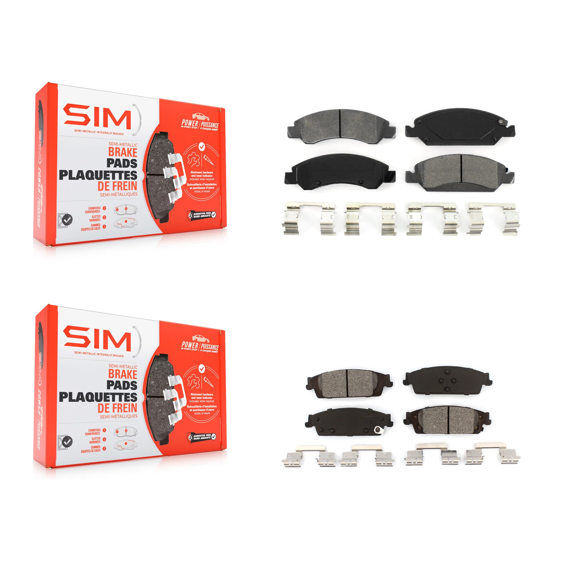 SIM KSM-100134 Disc Brake Pad for 2014-2020 Chevrolet Silverado 1500 LD, GMC Sierra 1500 Limited and More - Front and Rear