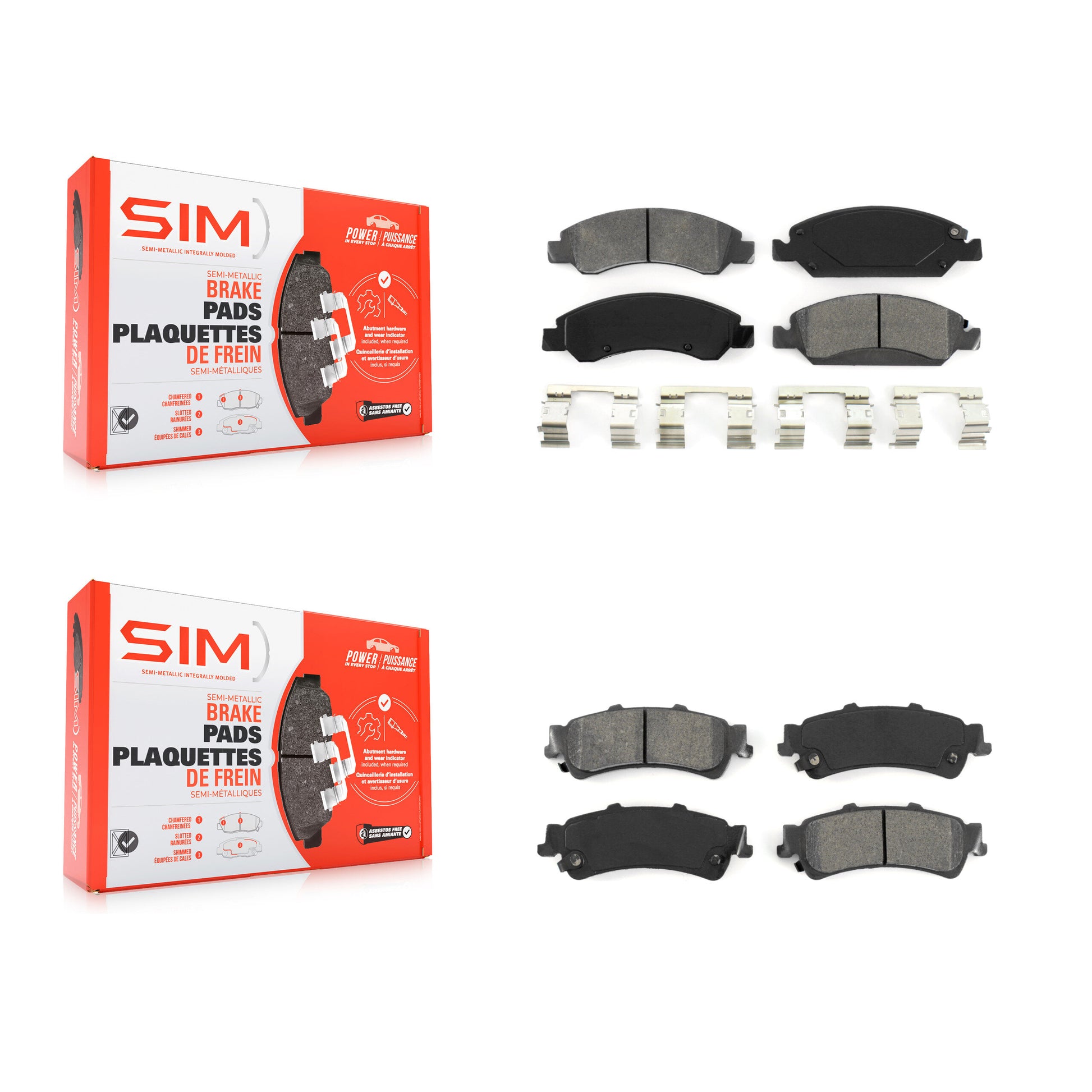 SIM KSM-100135 Disc Brake Pad for 2005-2007 Chevrolet Silverado 1500 Classic, GMC Sierra 1500 Classic and More - Front and Rear
