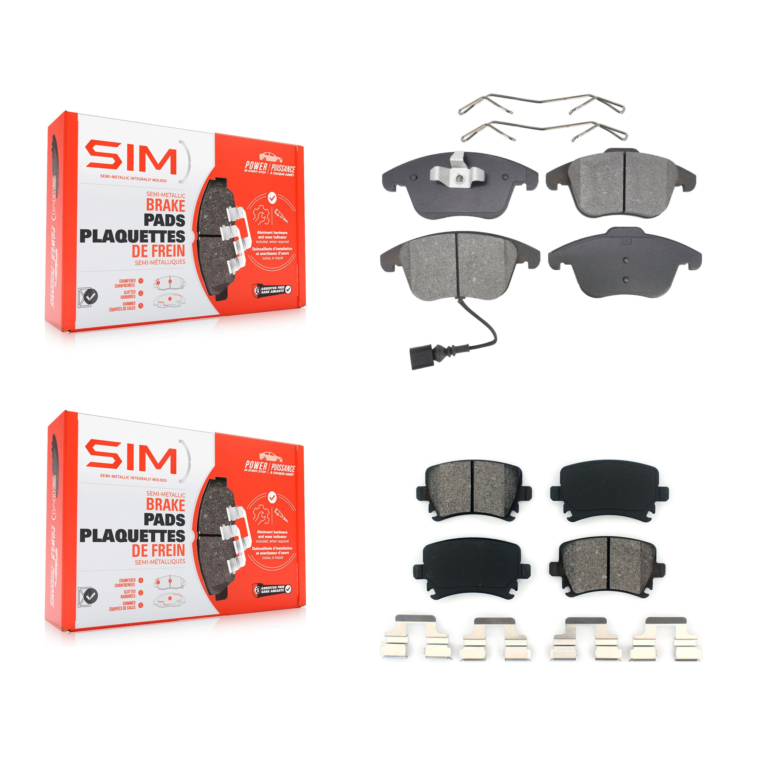 SIM KSM-100142 Disc Brake Pad for 2009-2018 Volkswagen Tiguan Limited, Audi Q3 and More - Front and Rear