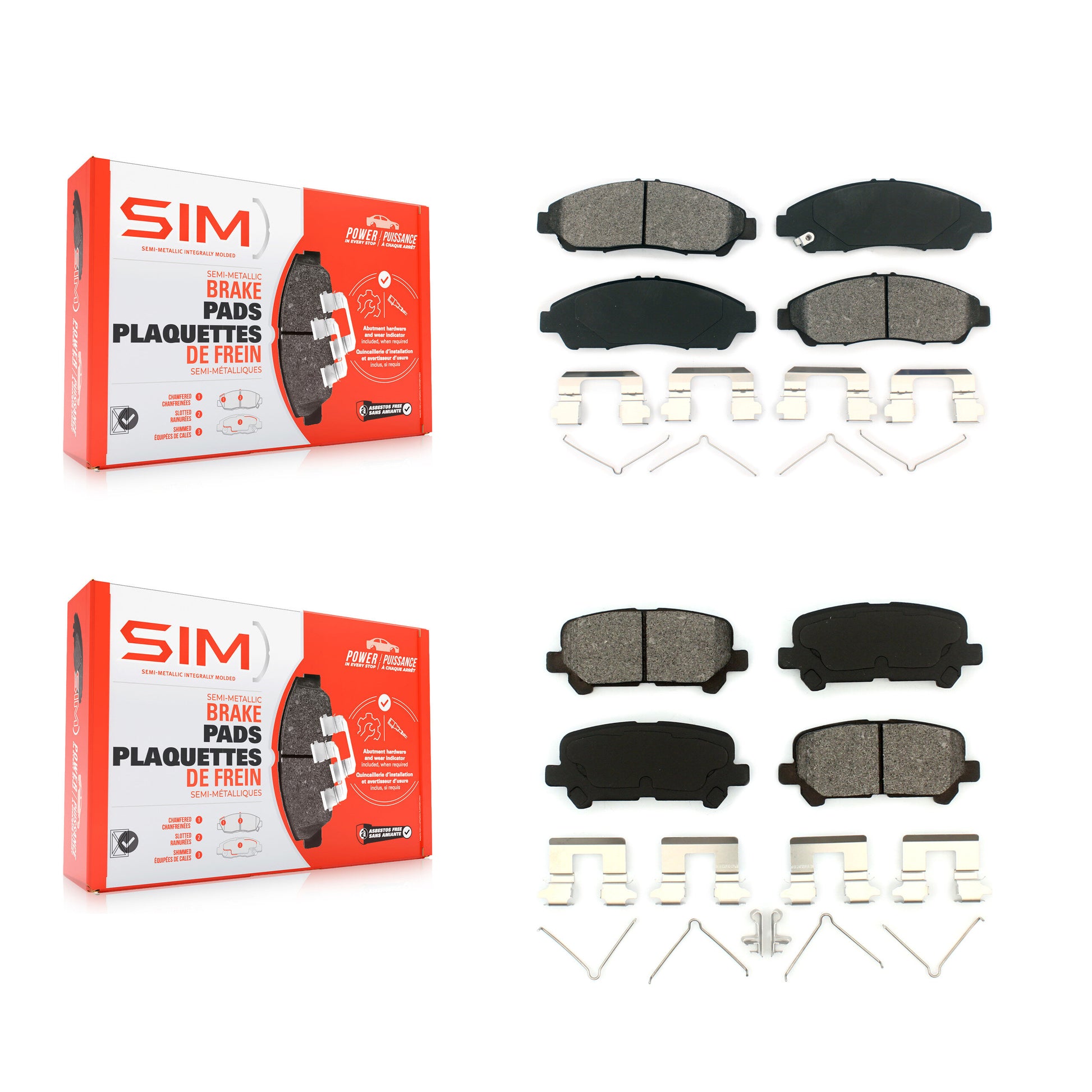 SIM KSM-100145 Disc Brake Pad for 2007-2015 Acura ZDX, Honda Pilot, Acura MDX - Front and Rear