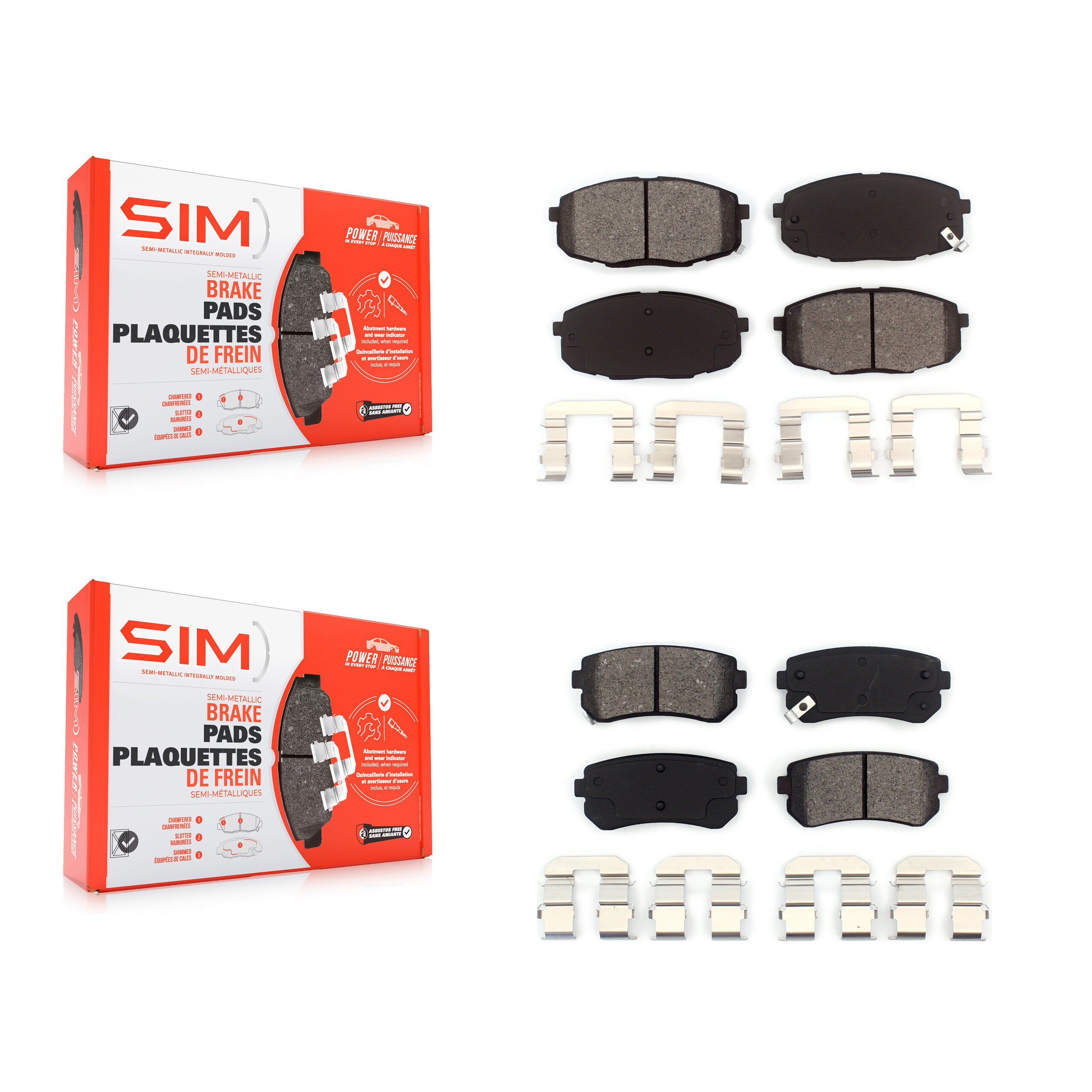 SIM KSM-100150 Disc Brake Pad for 2009-2013 Kia Forte5, Hyundai Elantra and More - Front and Rear