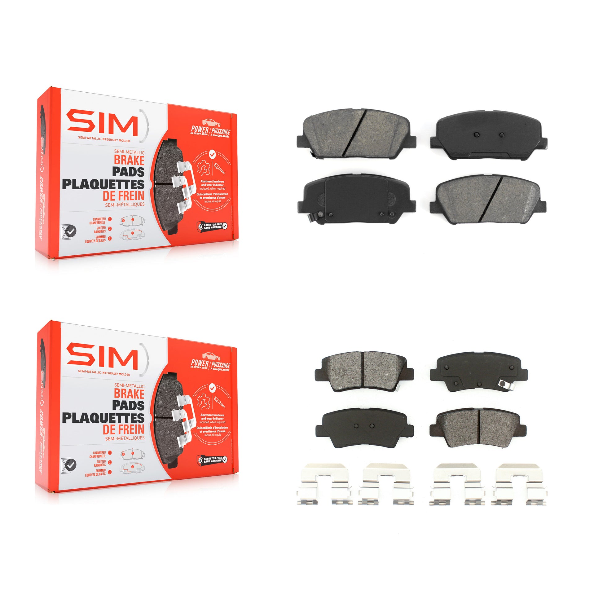 SIM KSM-100159 Disc Brake Pad for 2013-2015 Hyundai Veloster, Kia Optima - Front and Rear