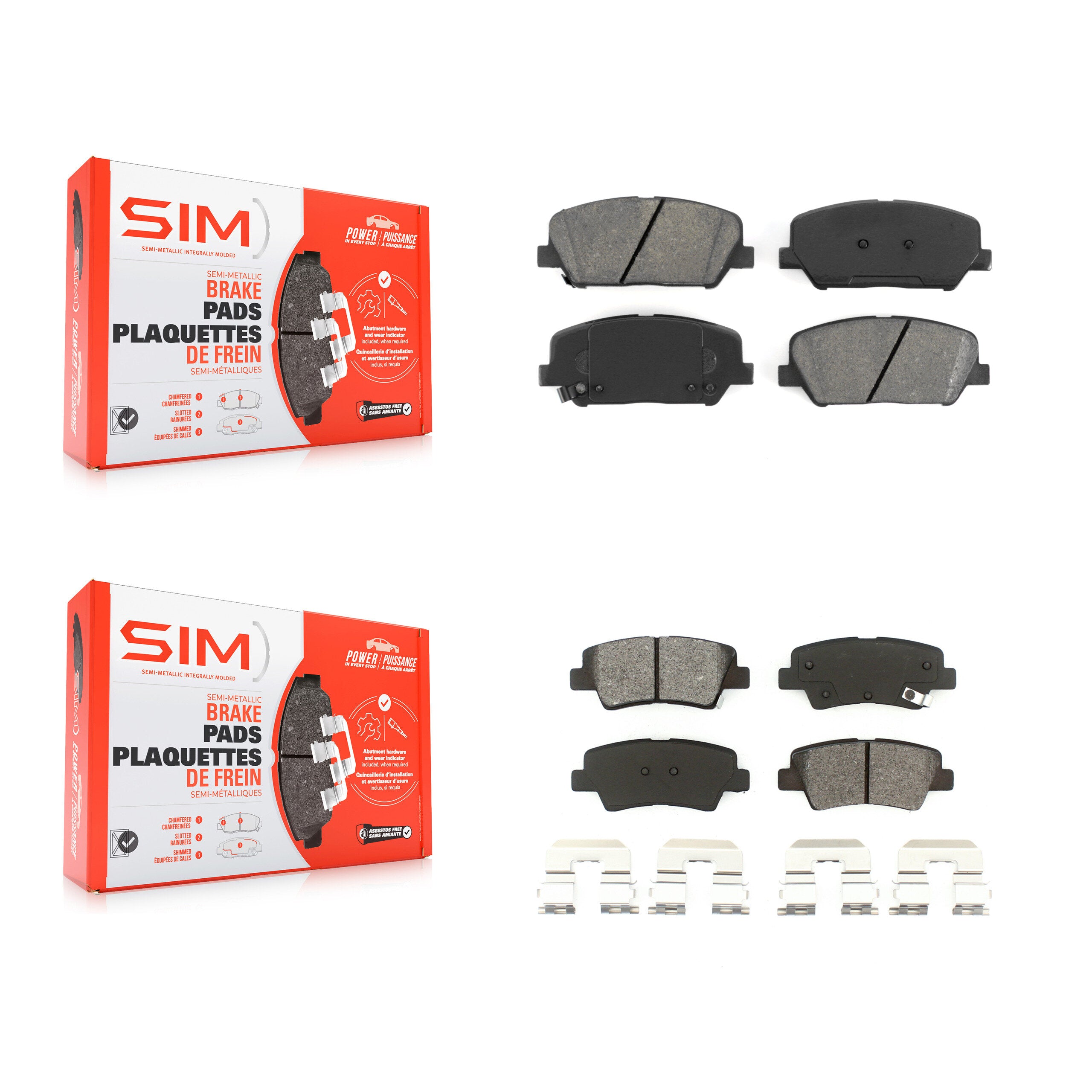 SIM KSM-100159 Disc Brake Pad for 2013-2015 Hyundai Veloster, Kia Optima - Front and Rear