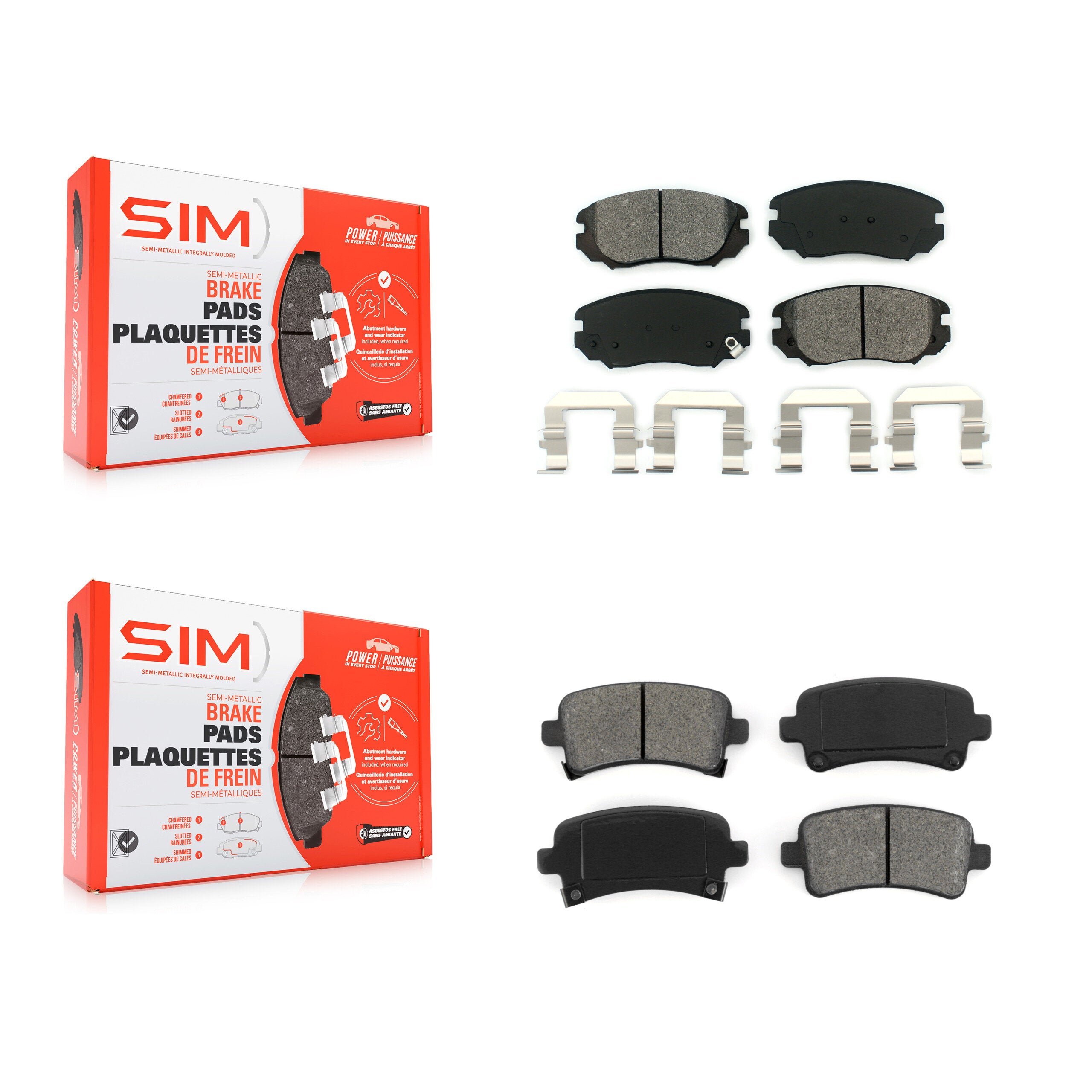 SIM KSM-100164 Disc Brake Pad for 2010-2020 Chevrolet Malibu Limited, Chevrolet Impala and More - Front and Rear