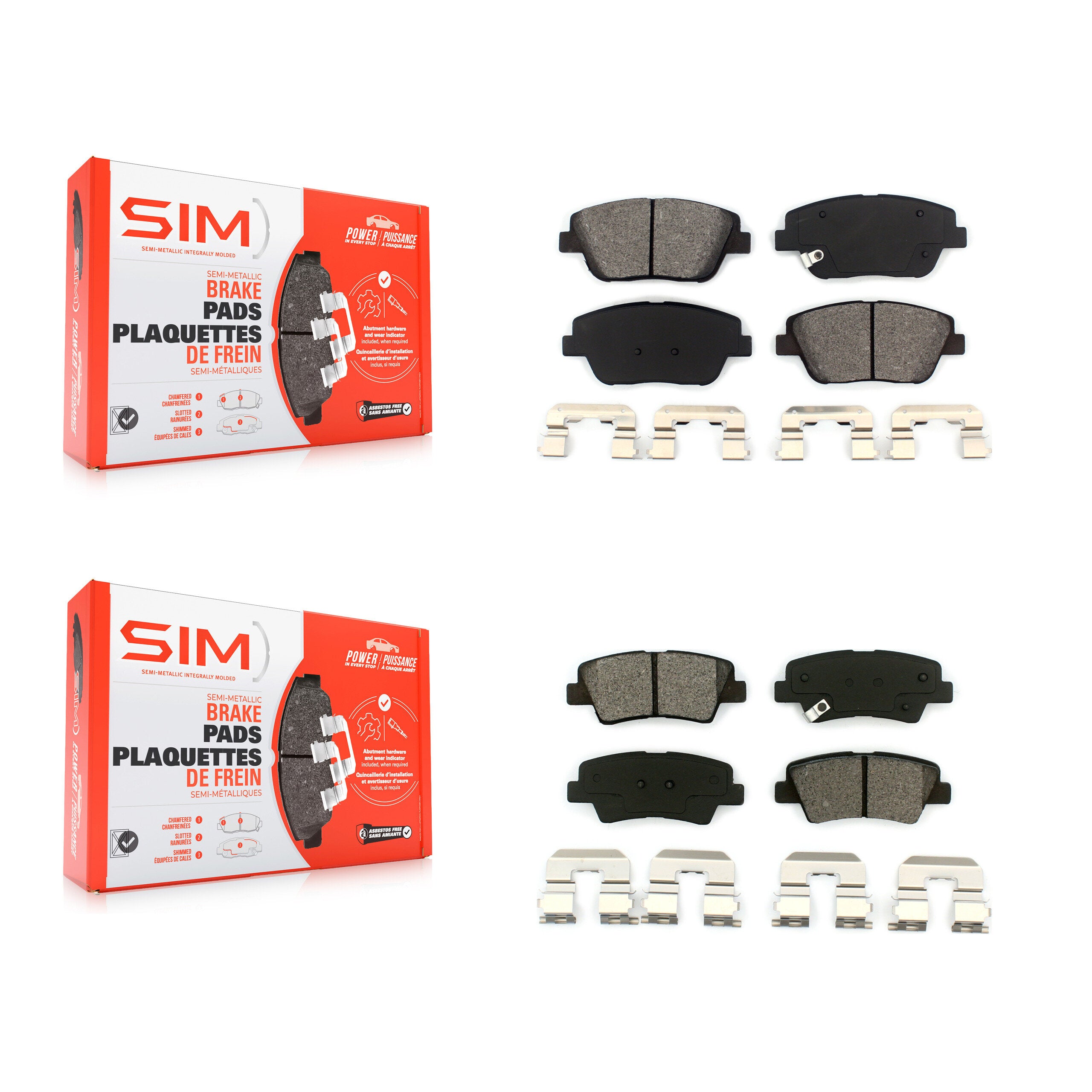 SIM KSM-100169 Disc Brake Pad for 2011-2016 Kia Optima, Hyundai Sonata - Front and Rear