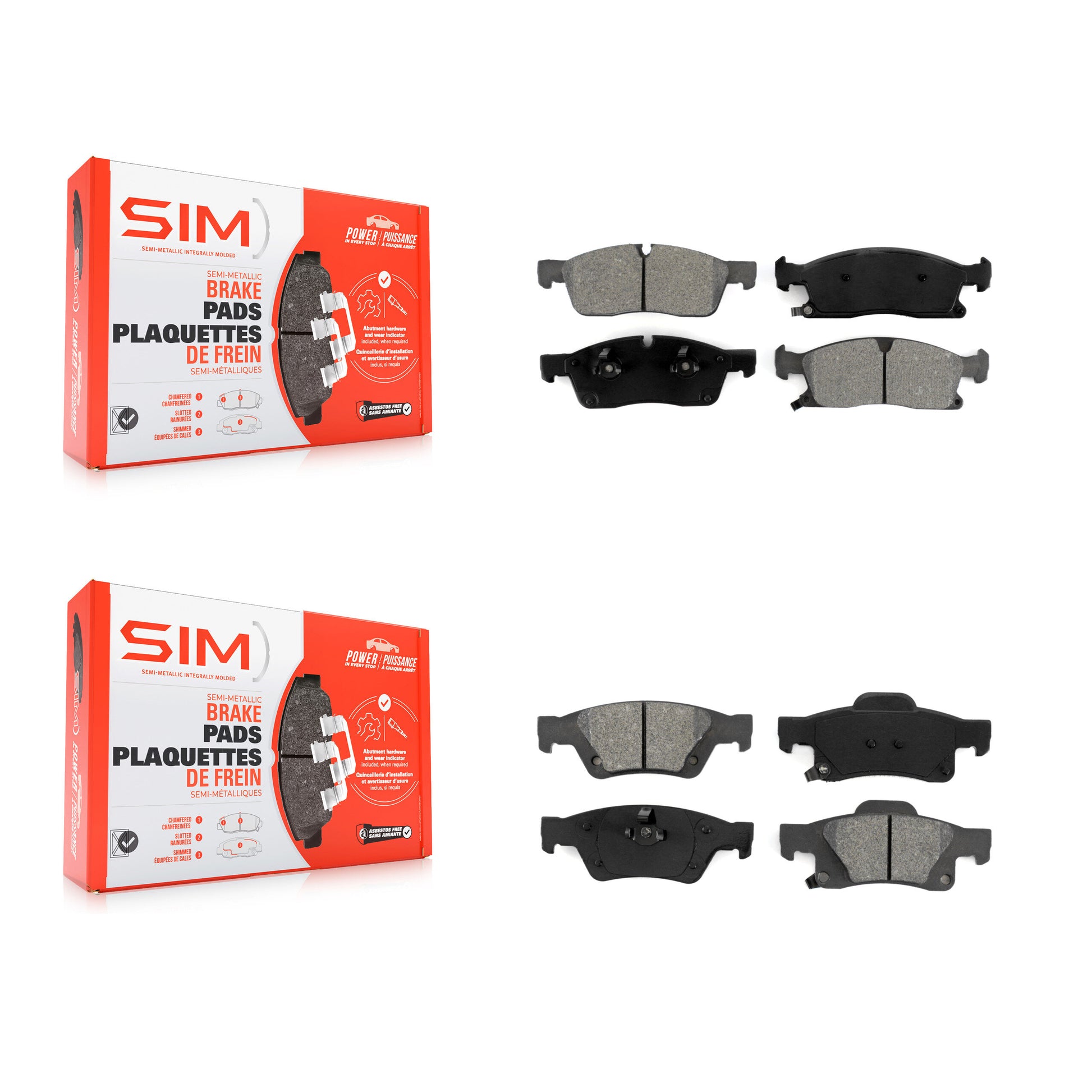 SIM KSM-100173 Disc Brake Pad for 2011-2022 Jeep Grand Cherokee WK, Dodge Durango, Jeep Grand Cherokee - Front and Rear