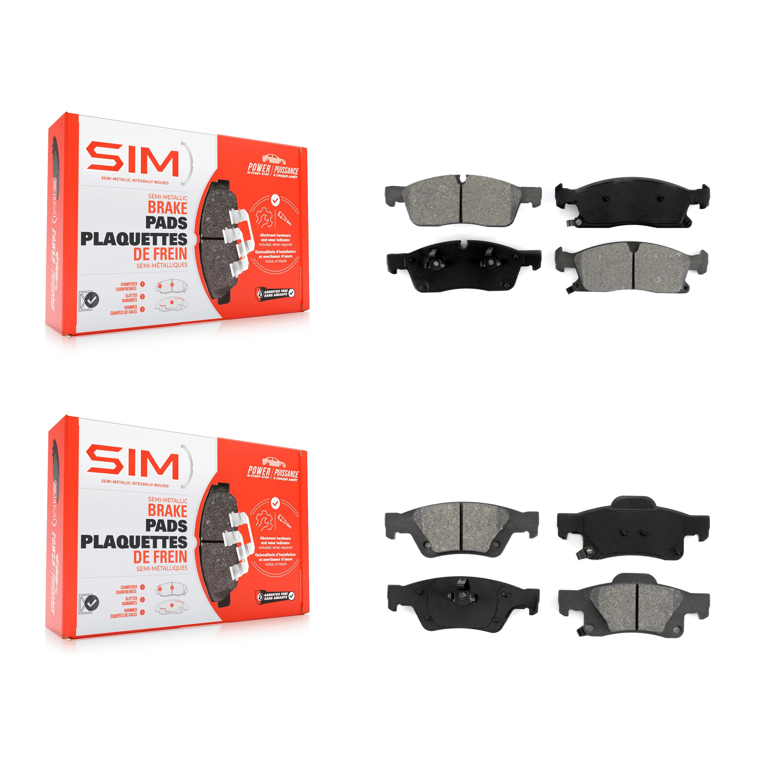 SIM KSM-100173 Disc Brake Pad for 2011-2022 Jeep Grand Cherokee WK, Dodge Durango, Jeep Grand Cherokee - Front and Rear
