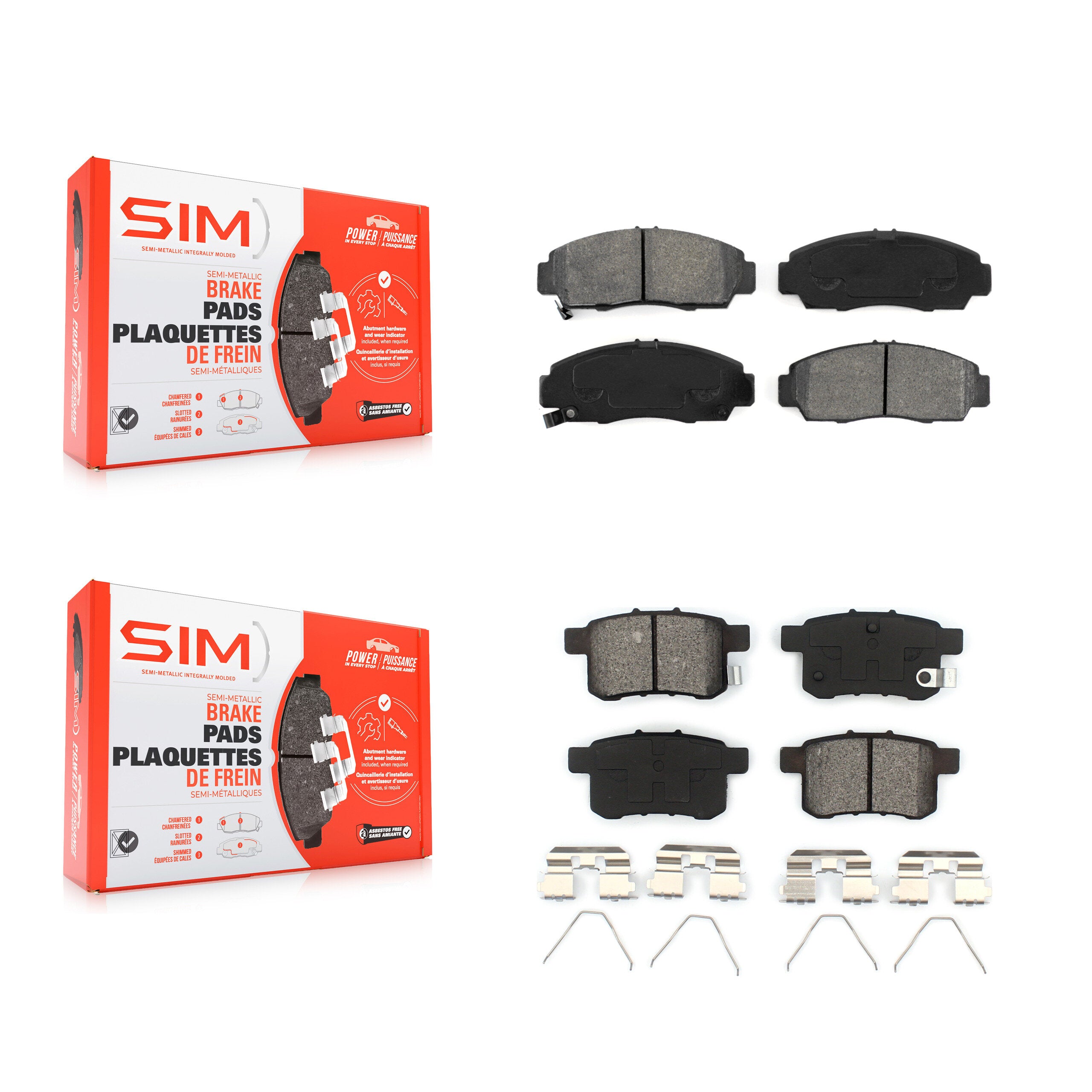 SIM KSM-100176 Disc Brake Pad for 2010-2014 Honda Accord, Acura TSX - Front and Rear