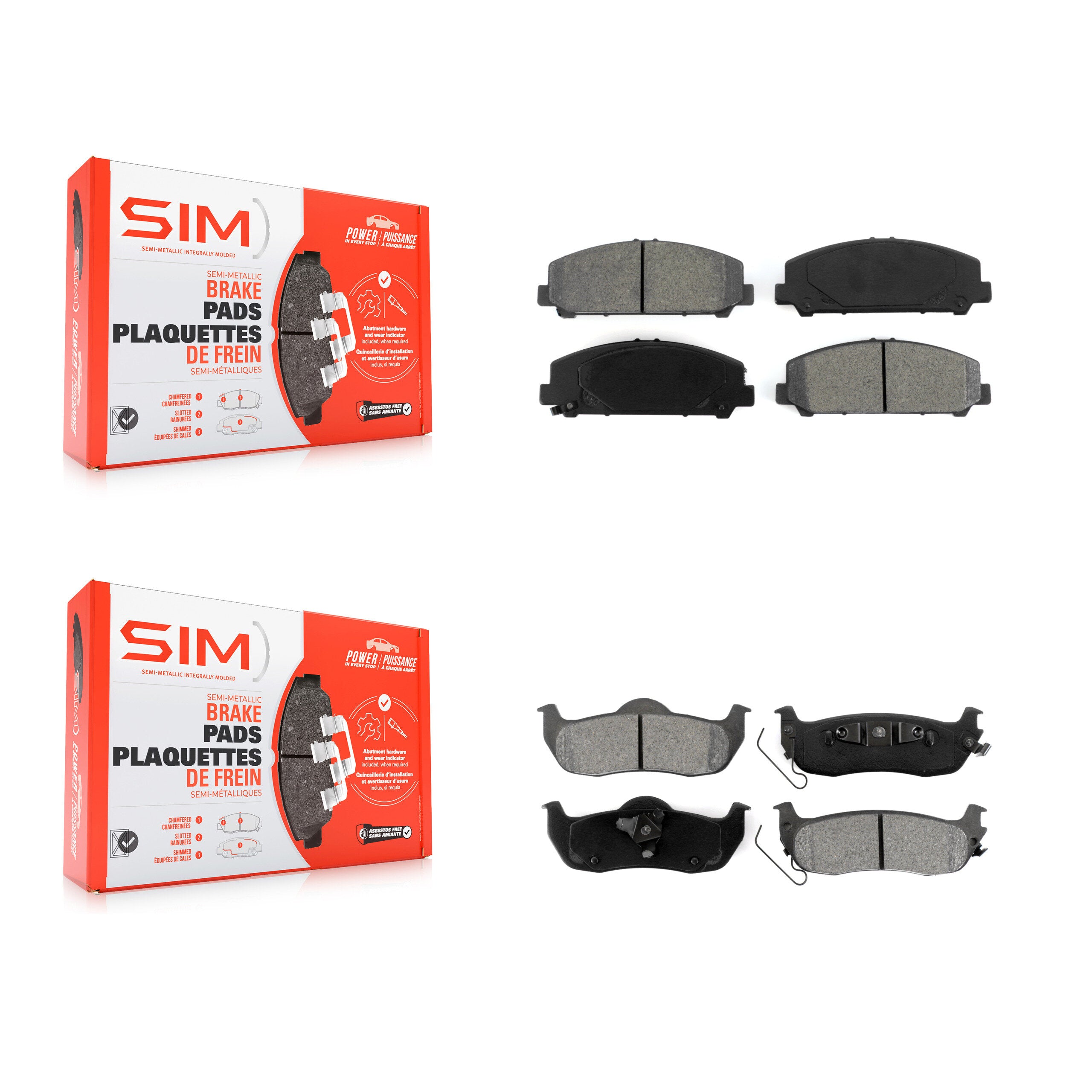 SIM KSM-100179 Disc Brake Pad for 2006-2015 Nissan TITAN, INFINITI QX56, Nissan Armada - Front and Rear