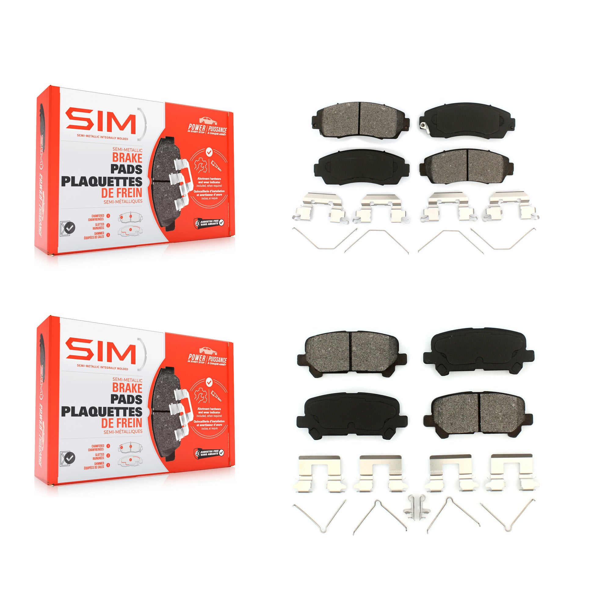 SIM KSM-100183 Disc Brake Pad for 2011-2017 Honda Odyssey - Front and Rear