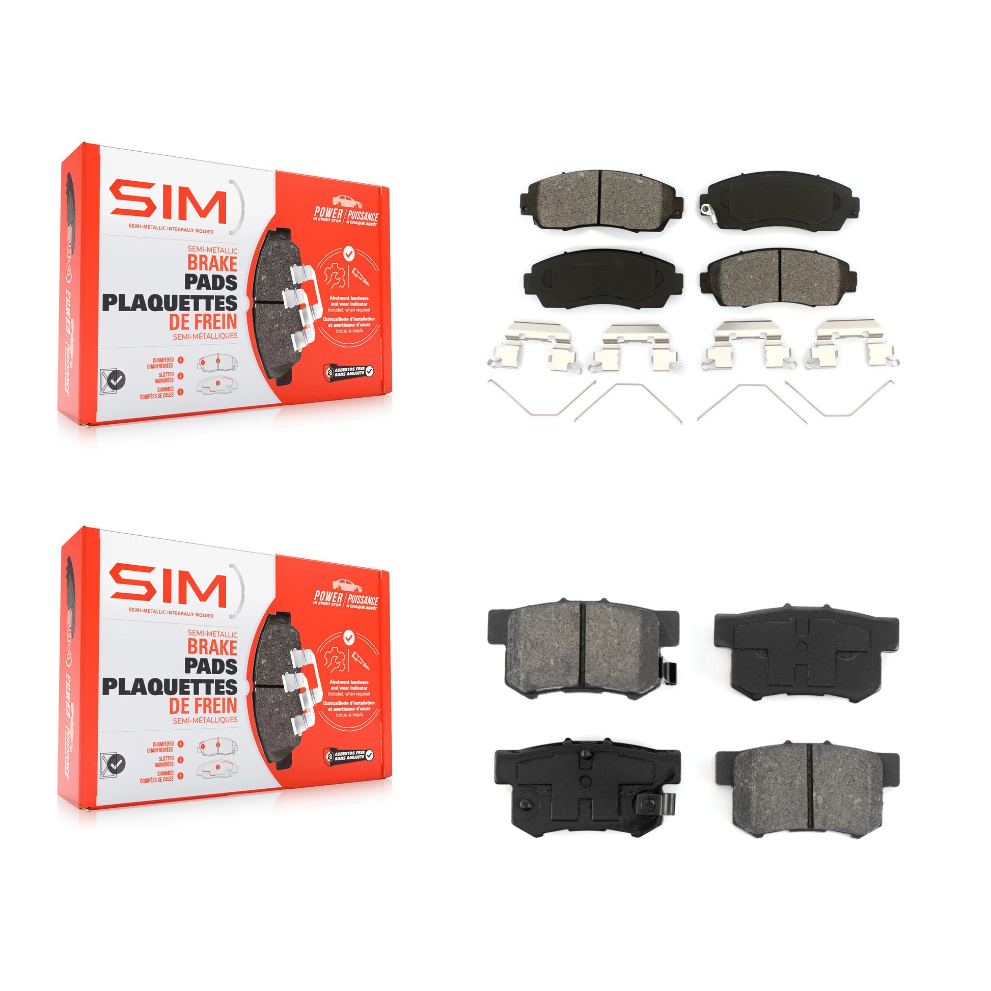 SIM KSM-100184 Disc Brake Pad for 2015 Honda Civic - Front and Rear