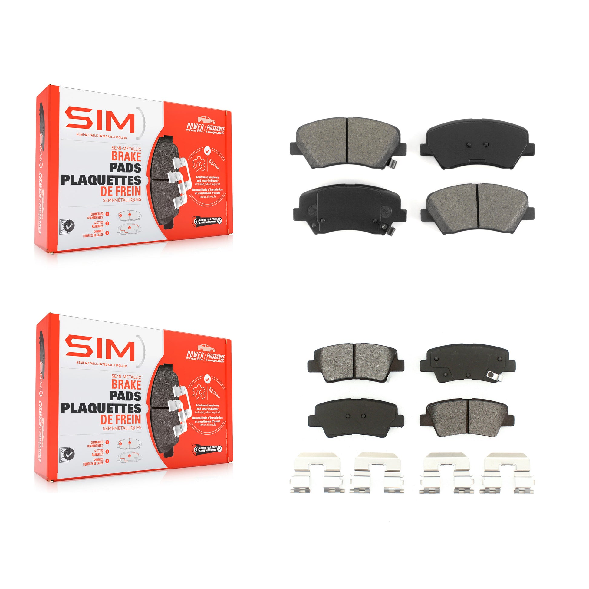 SIM KSM-100190 Disc Brake Pad for 2011-2018 Kia Rio, Hyundai Elantra GT and More - Front and Rear