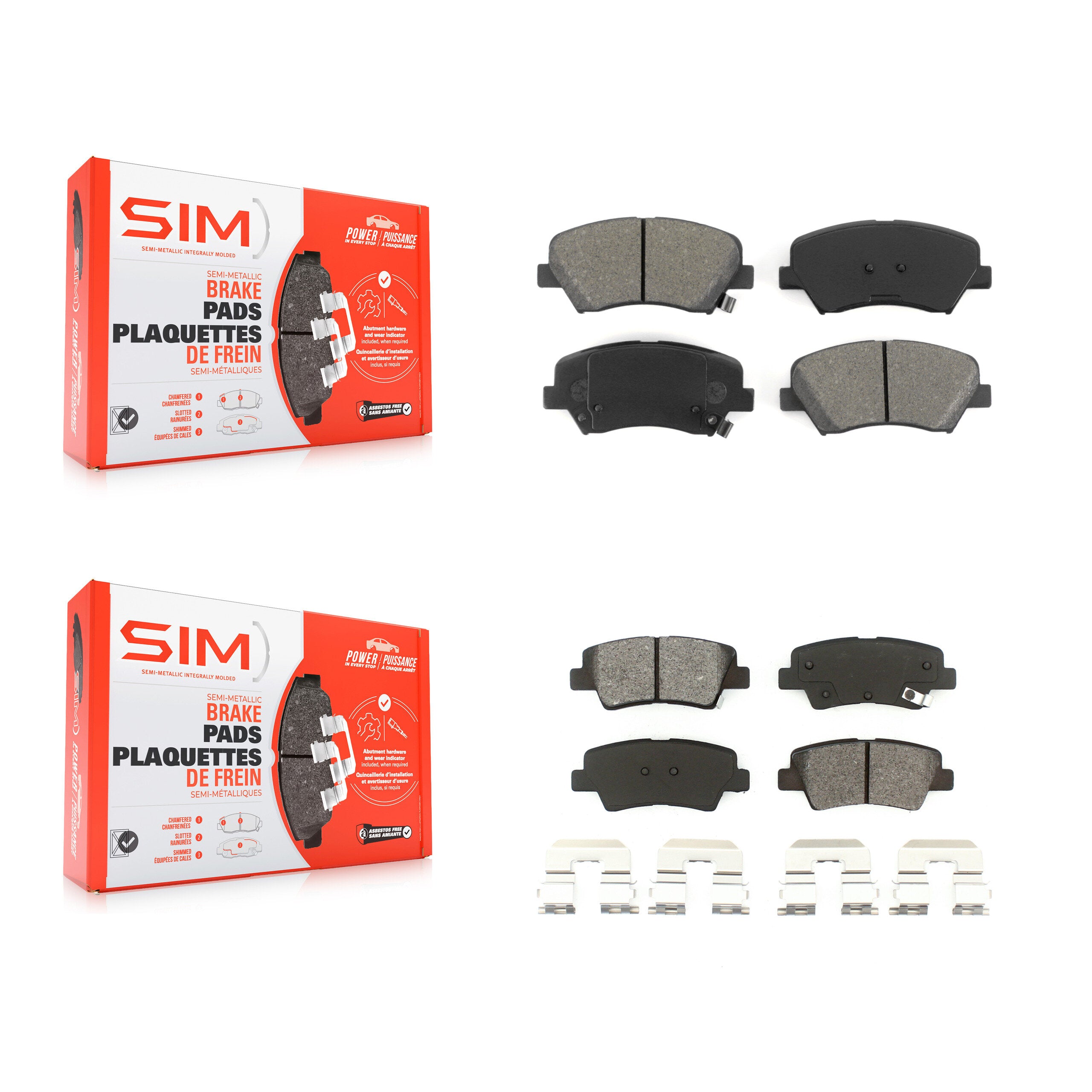 SIM KSM-100190 Disc Brake Pad for 2011-2018 Kia Rio, Hyundai Elantra GT and More - Front and Rear