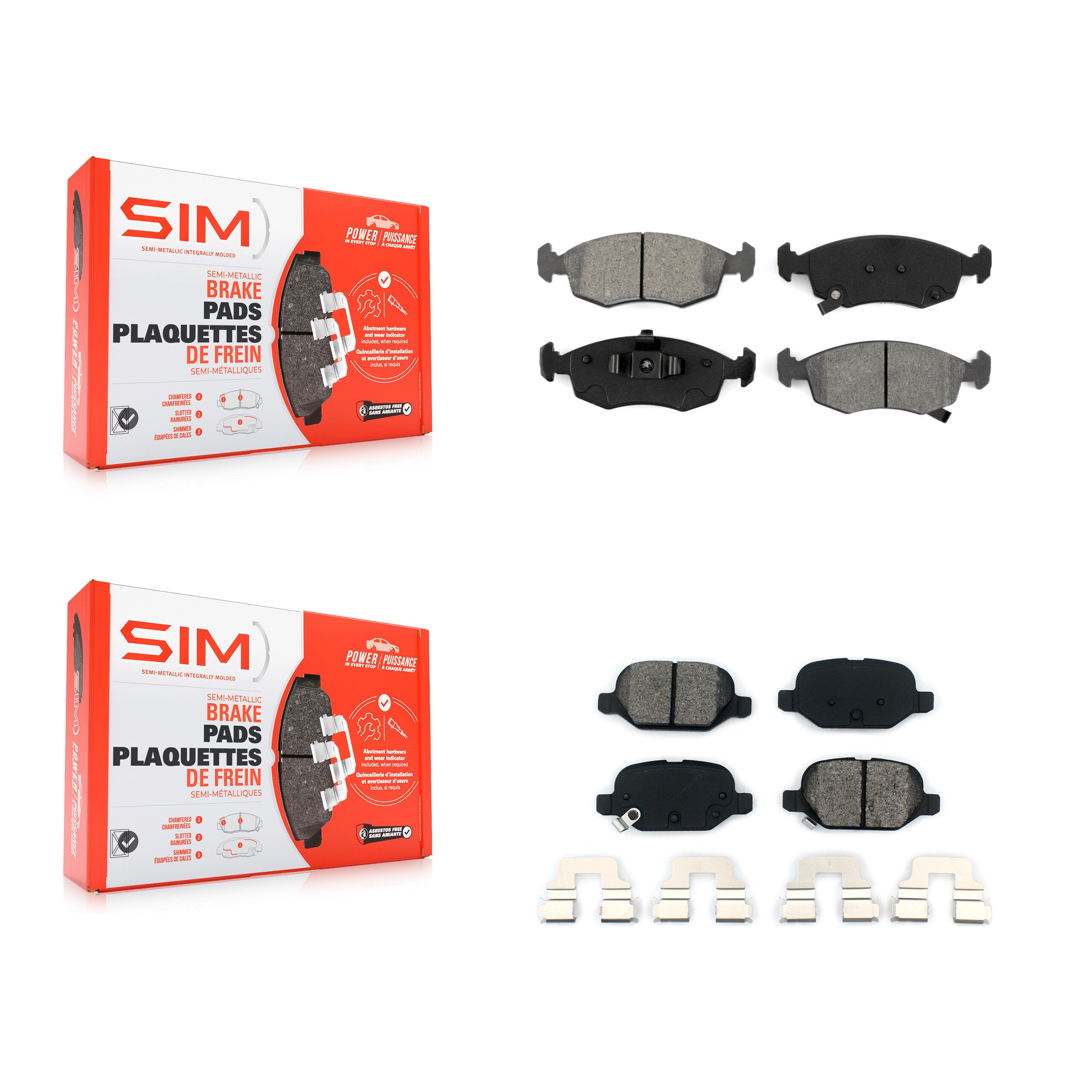 SIM KSM-100192 Disc Brake Pad for 2012-2019 Fiat 500 - Front and Rear