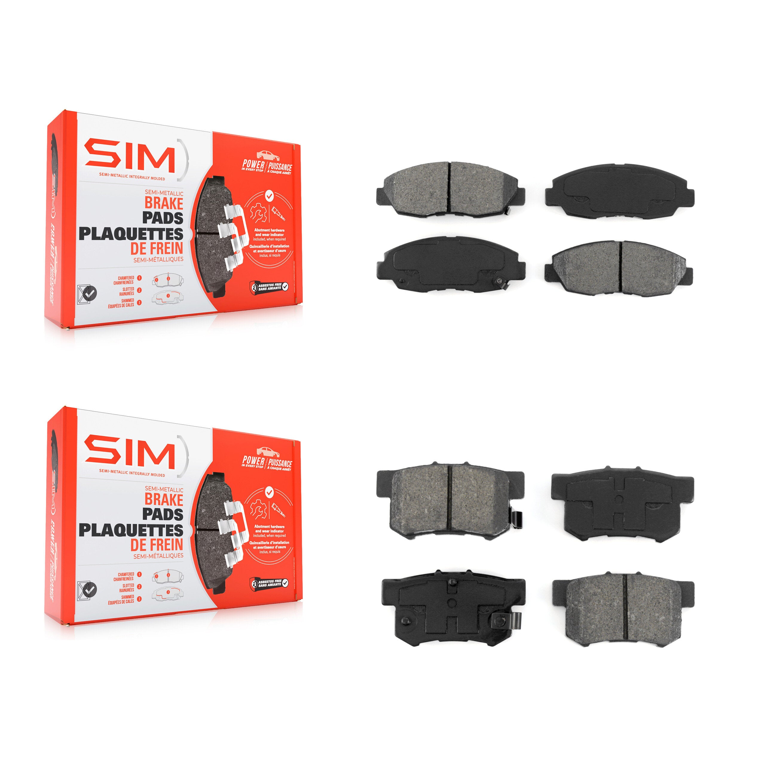 SIM KSM-100193 Disc Brake Pad for 2012-2015 Honda Civic - Front and Rear