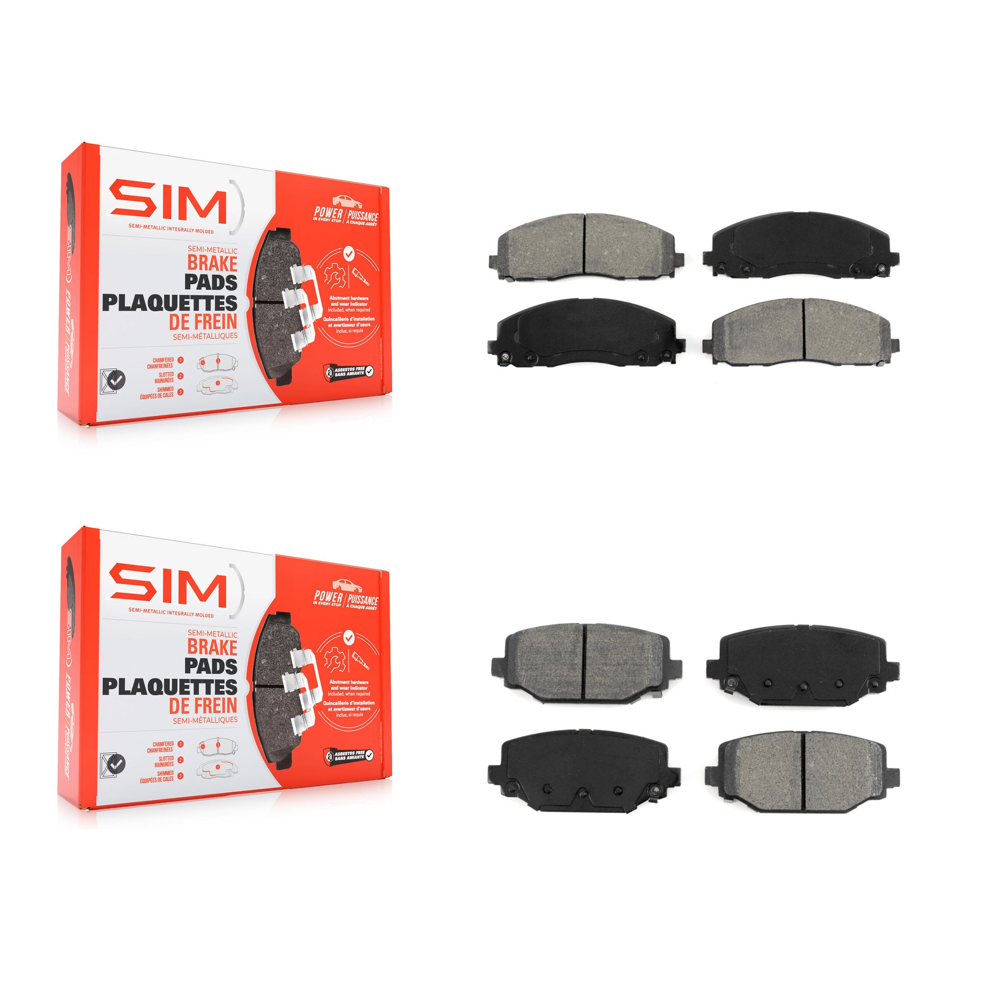 SIM KSM-100195 Disc Brake Pad for 2012-2020 Dodge Grand Caravan, Dodge Journey and More - Front and Rear