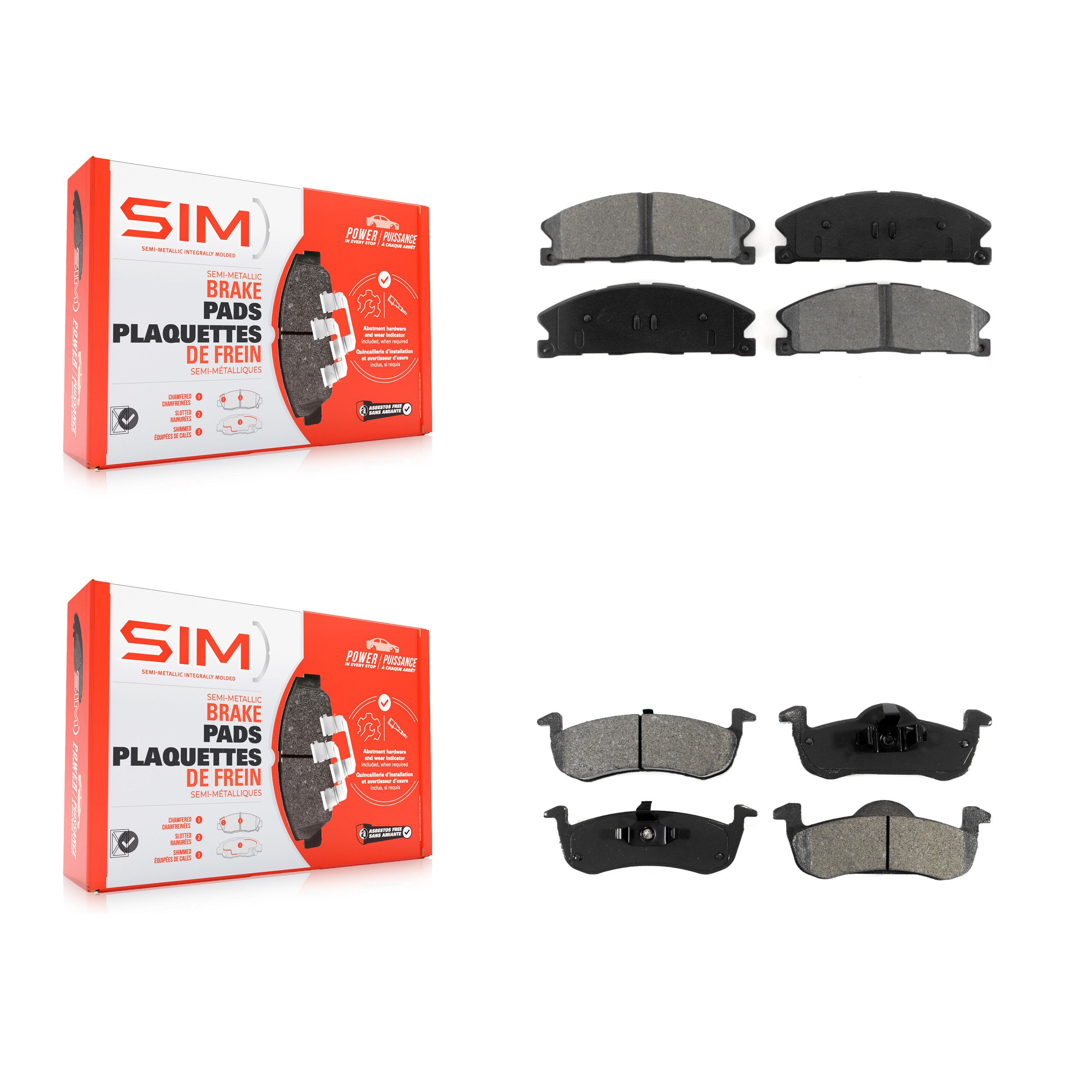 SIM KSM-100196 Disc Brake Pad for 2017-2019 Lincoln MKT - Front and Rear