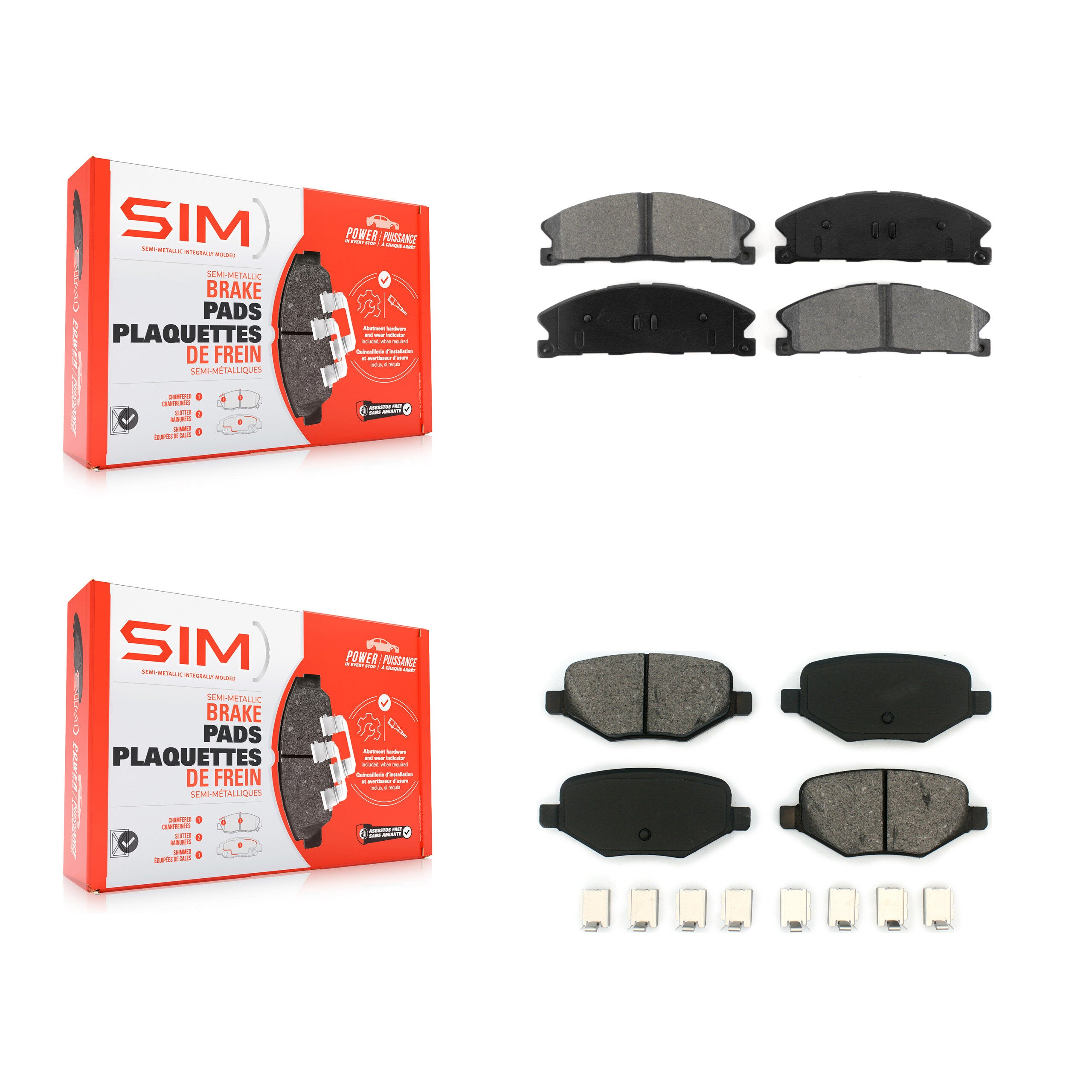 SIM KSM-100197 Disc Brake Pad for 2012-2019 Ford Taurus, Lincoln MKT and More - Front and Rear