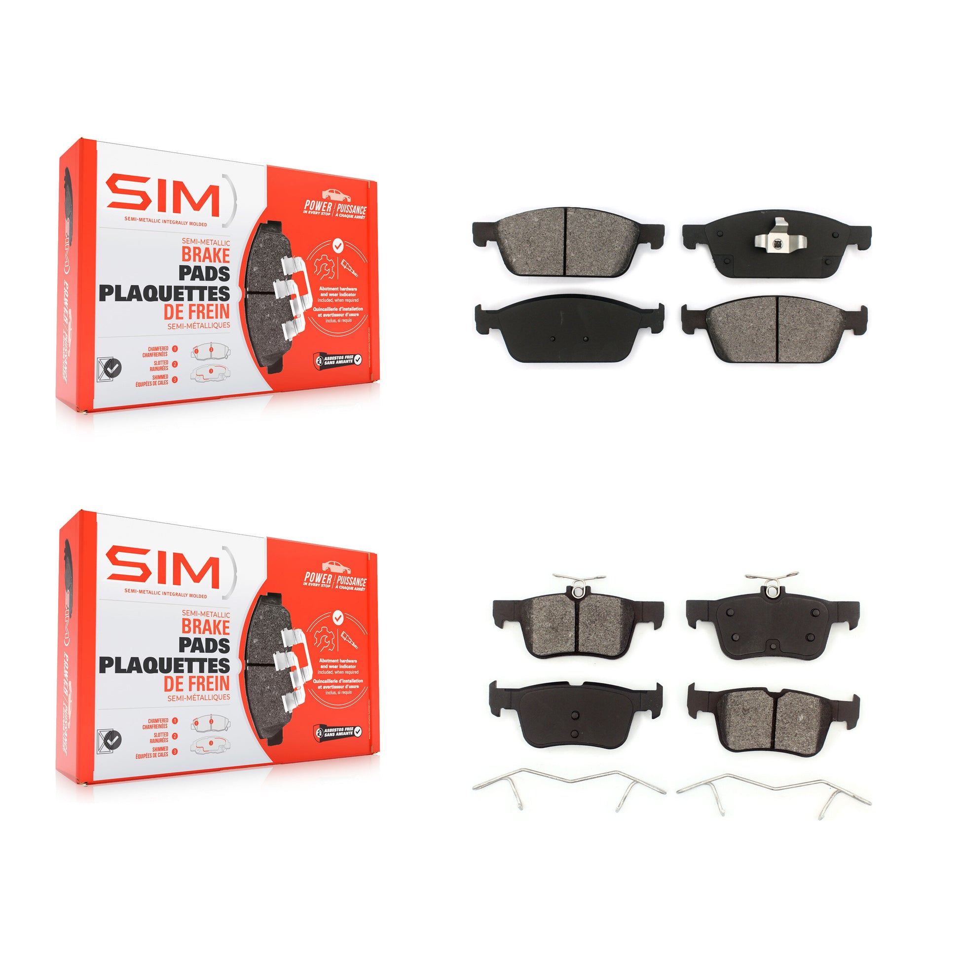 SIM KSM-100206 Disc Brake Pad for 2017-2019 Lincoln MKC, Ford Escape - Front and Rear