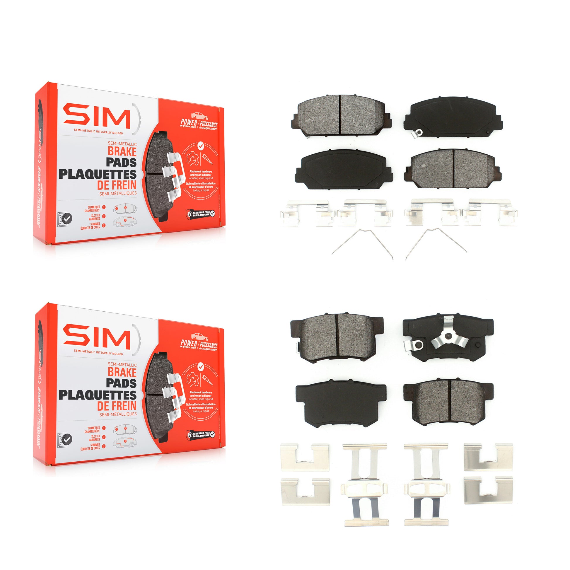 SIM KSM-100212 Disc Brake Pad for 2013-2018 Acura RDX - Front and Rear