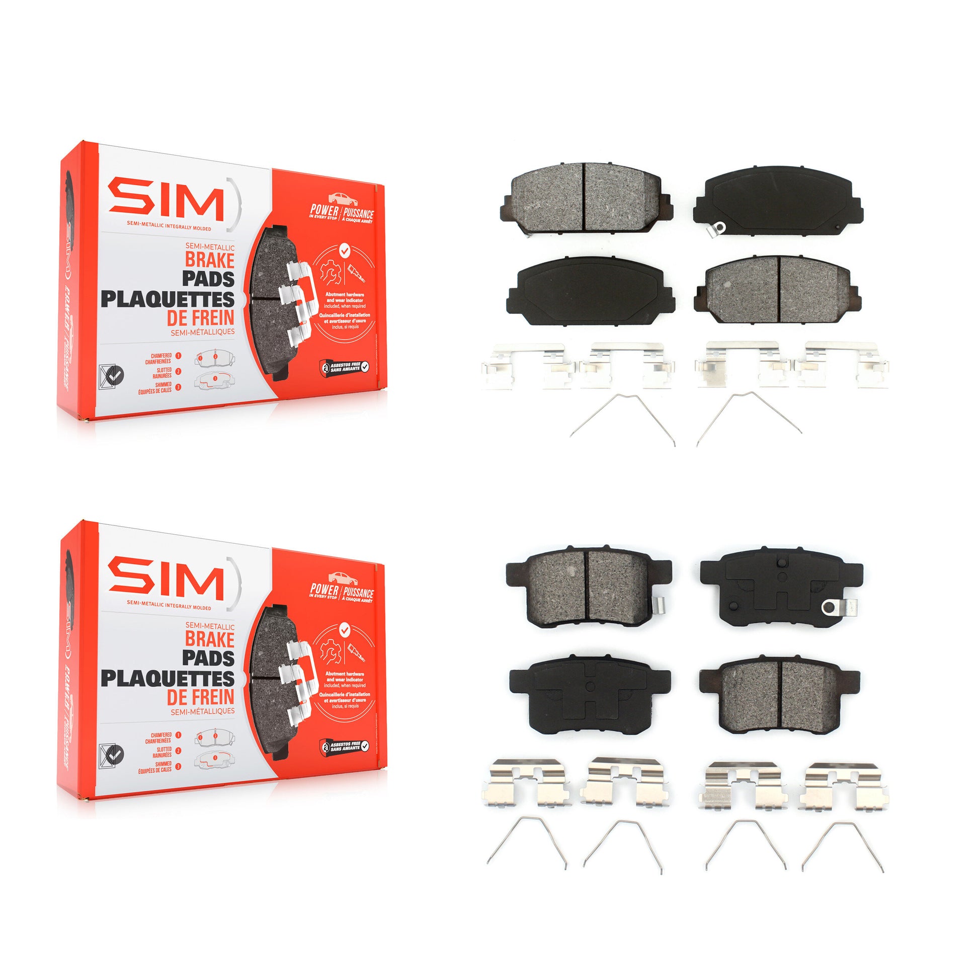 SIM KSM-100213 Disc Brake Pad for 2016-2017 Honda Accord - Front and Rear