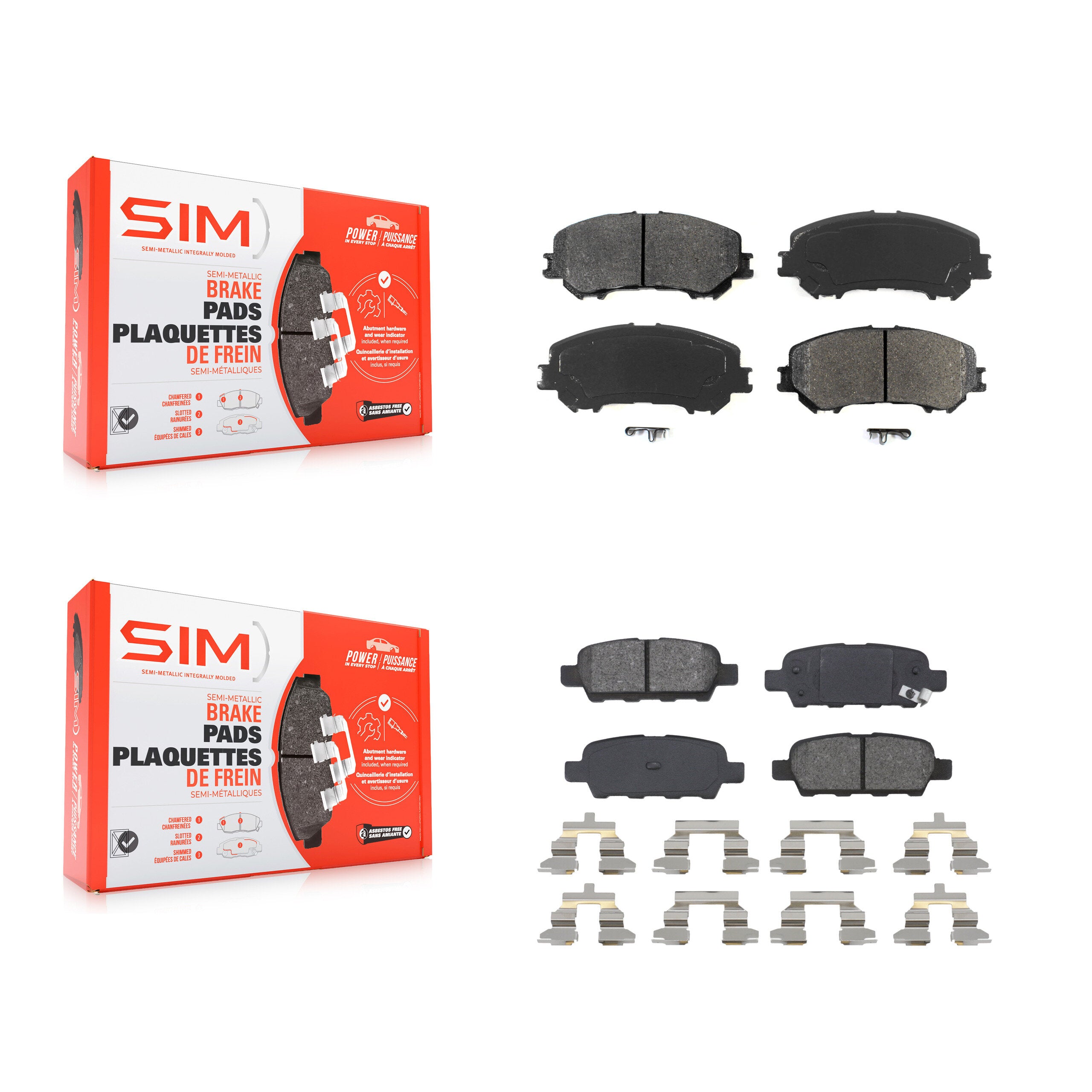 SIM KSM-100220 Disc Brake Pad for 2014-2023 Nissan Rogue, Nissan Qashqai, Nissan Rogue Sport - Front and Rear