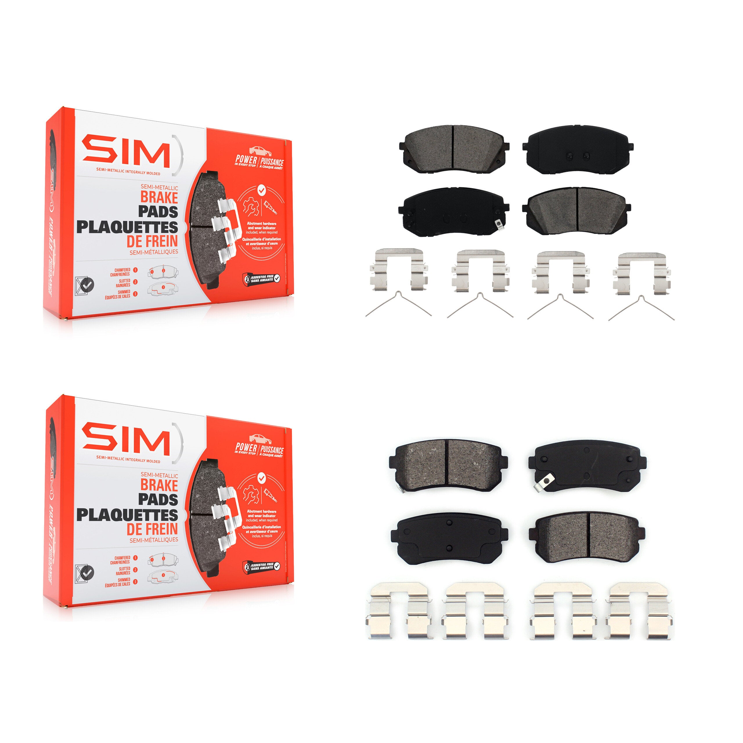 SIM KSM-100225 Disc Brake Pad for 2015-2016 Hyundai Sonata - Front and Rear