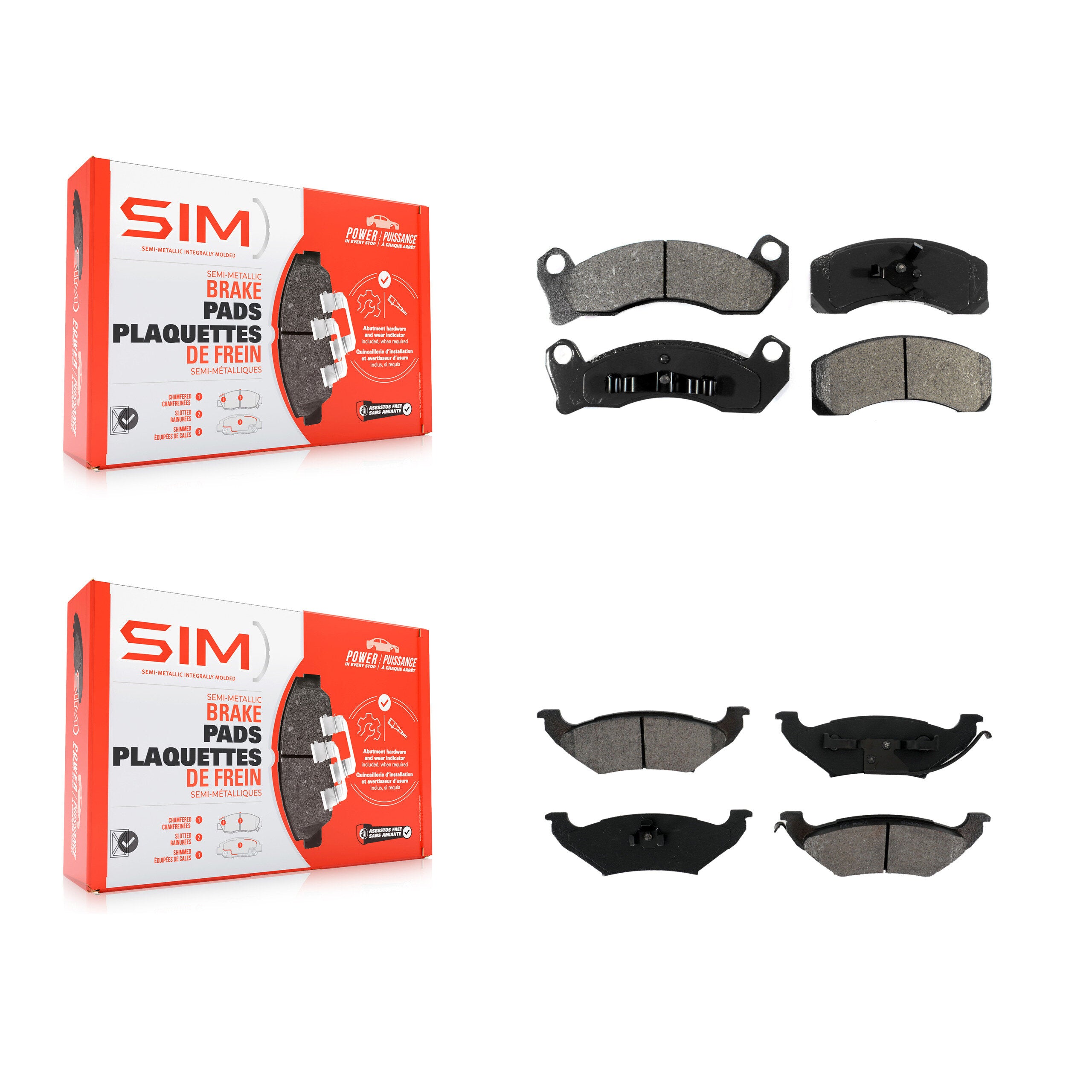 SIM KSM-100226 Disc Brake Pad for 1990-1994 Lincoln Town Car, Mercury Grand Marquis and More - Front and Rear