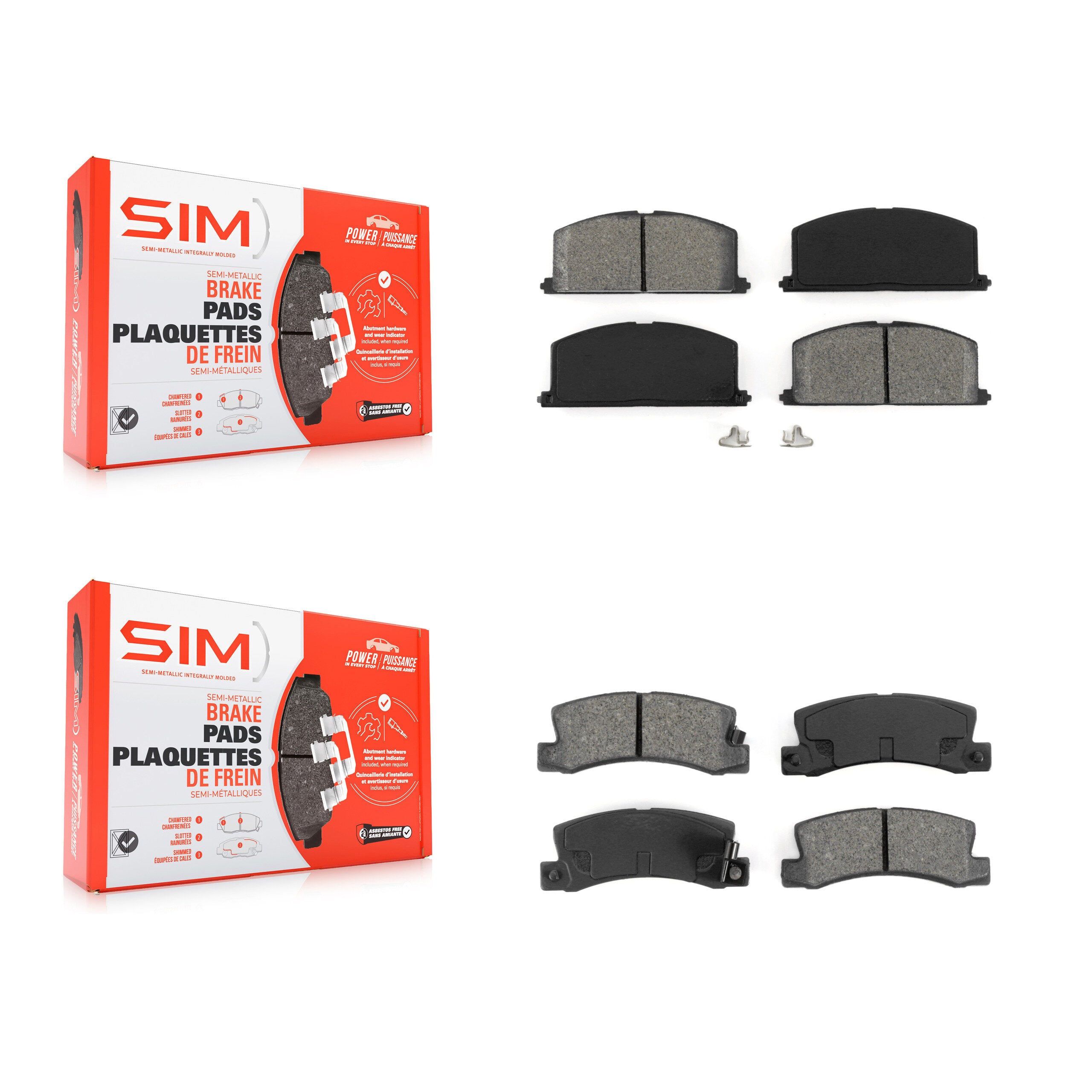 SIM KSM-100227 Disc Brake Pad for 1986-1992 Geo Prizm, Toyota Celica and More - Front and Rear